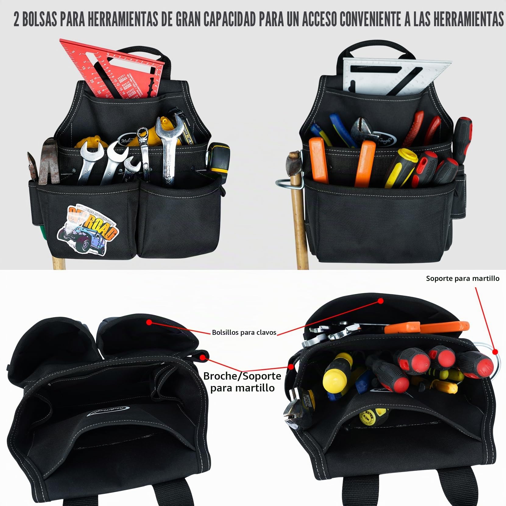 MELOTOUGH Cinturón de herramientas con tirantes, bolsa de herramientas, Supenders Framers, peine delantal, cinturón de herramientas, bolsa de herramientas de construcción, constructor, plataforma de