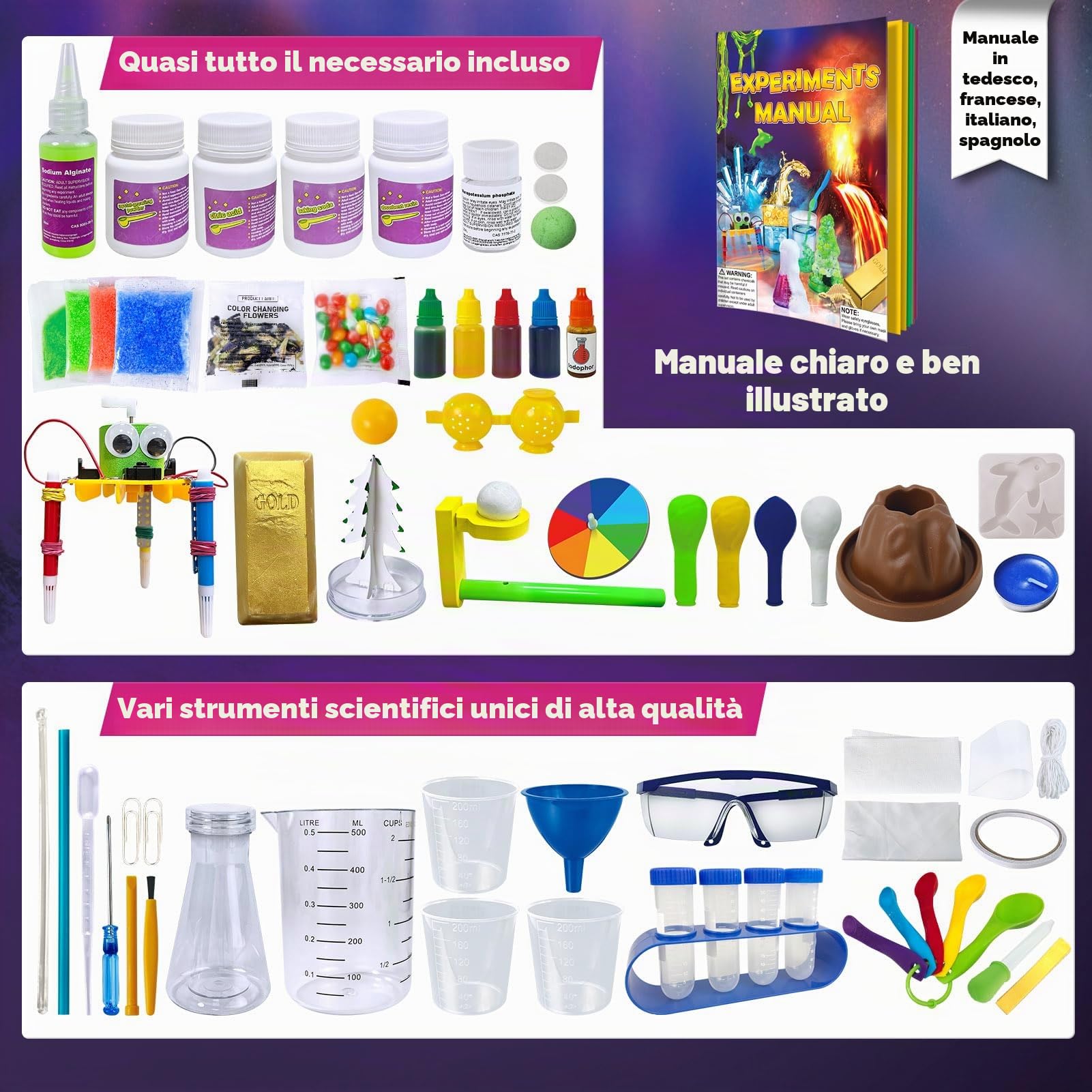 UNGLINGA 150 Esperimenti Kit Scientifici per Bambini, Giocattoli Educativi STEM Project Ragazzi Ragazze Idee Regalo di Compleanno