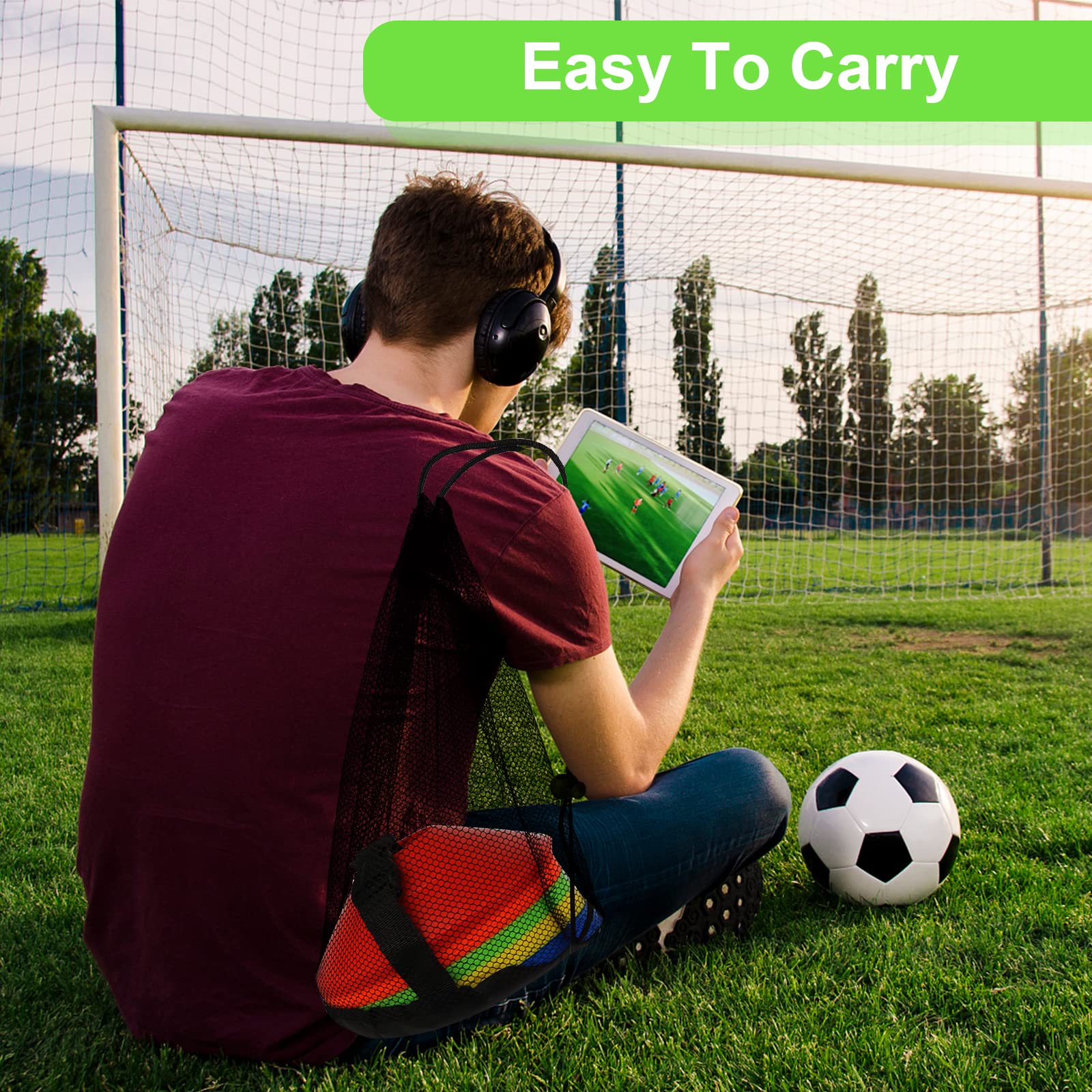 50 Pcs Plots De Marquage pour Football Cône, Cônes en Forme De Disque pour l'Entraînement De Football avec Sangle à Boucle Fixe, Poche Filet, Plots Sport pour Entraînement Football (5 Couleurs)