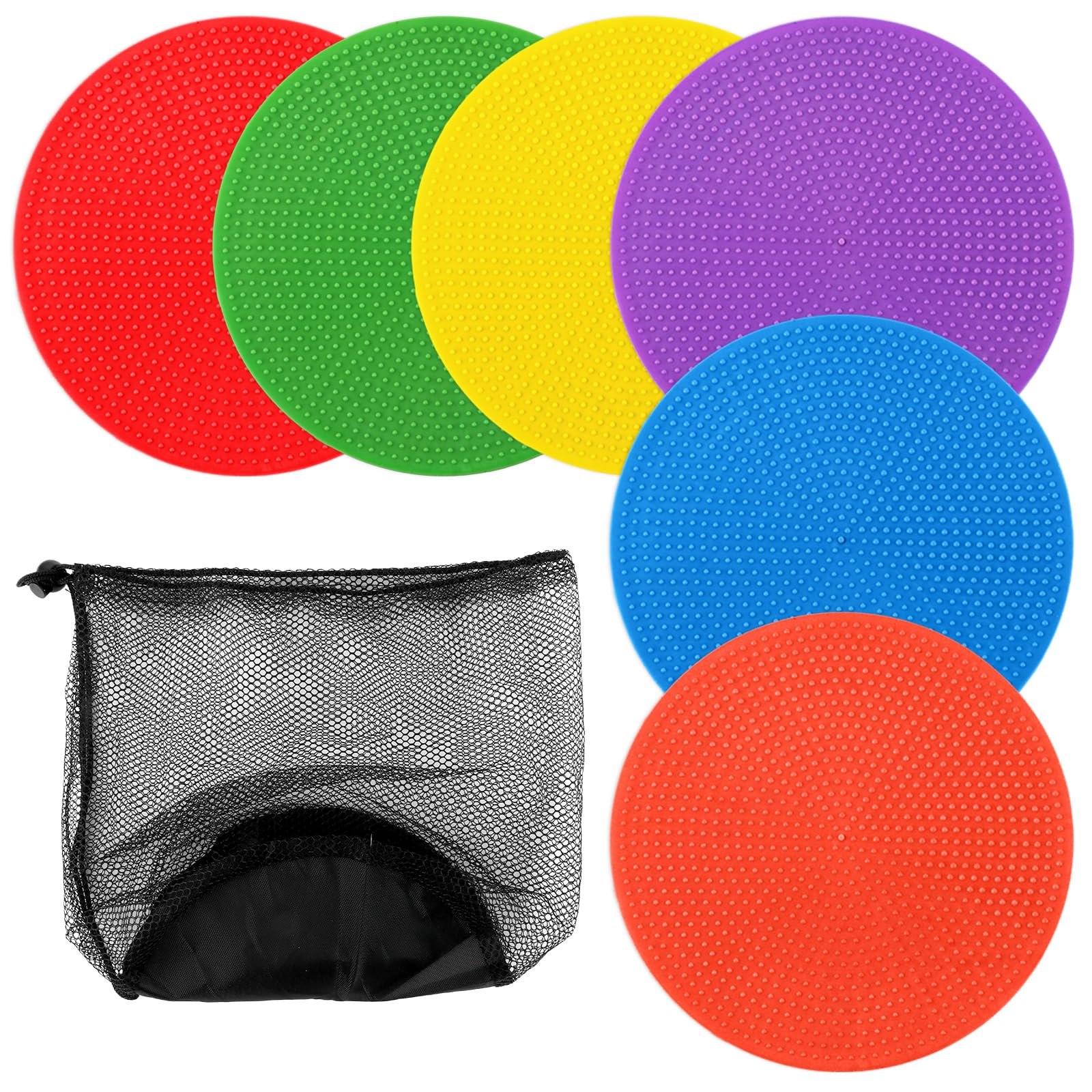 MIVIDE 48stk. Markierungsscheiben 10 cm, 6 Farben Markierscheiben Sport, Flacher Floormarker Makierungsscheiben Bunt Set für Training, Fußball, Sportplätze