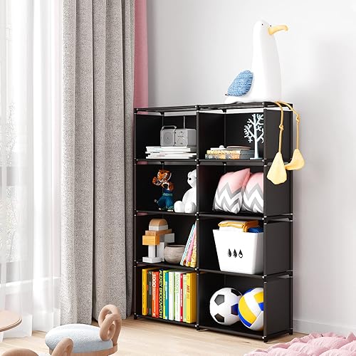 Miniatura 10 de MOYIPIN Librería, estante de almacenamiento ensamblado, estantería vertical de gabinete para dormitorio, sala de estar, doble fila de 9 rejillas,