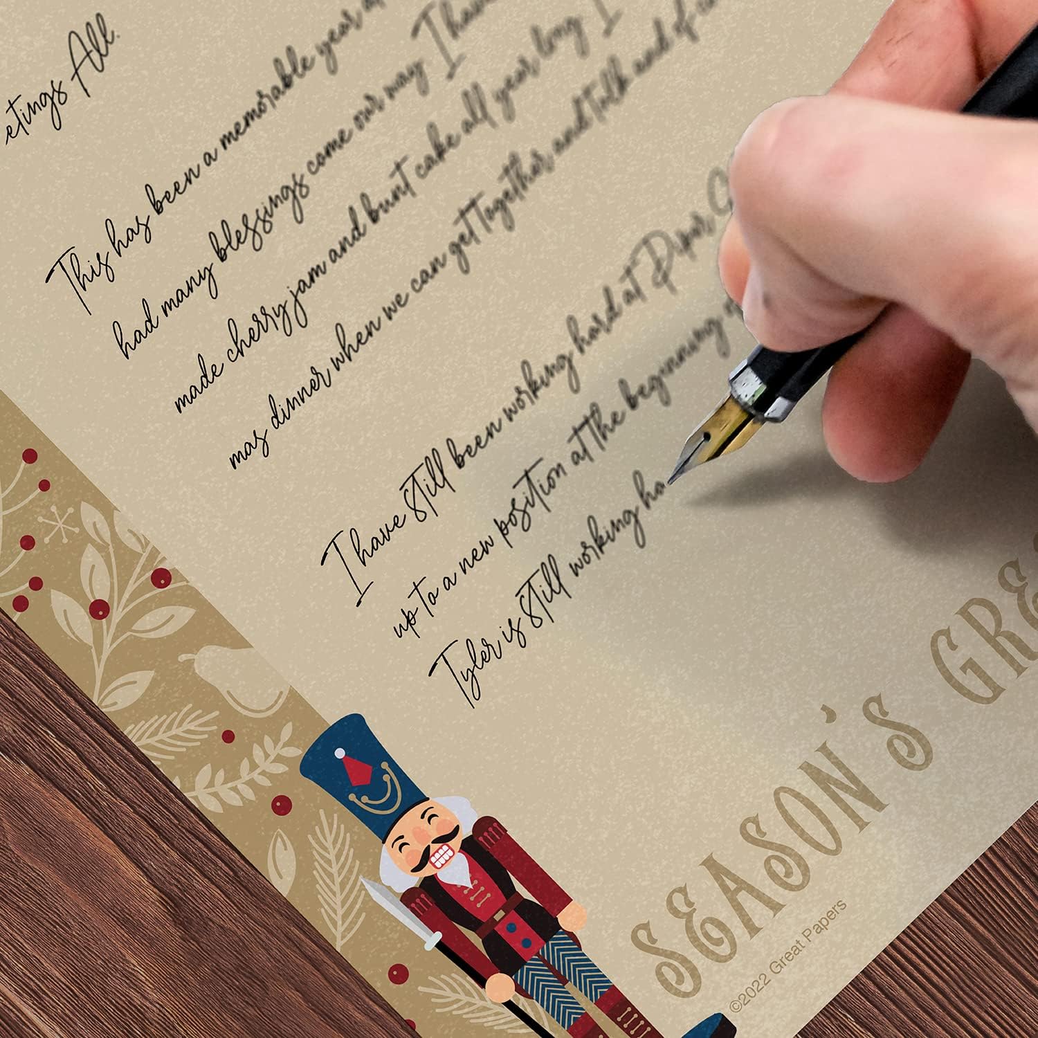 Faux Kraft Nutcracker Holiday Letterhead / 50 Letterhead Sheets / 8.5" x 11" Christmas Paper/Seasons Greetings Winter Design image 3