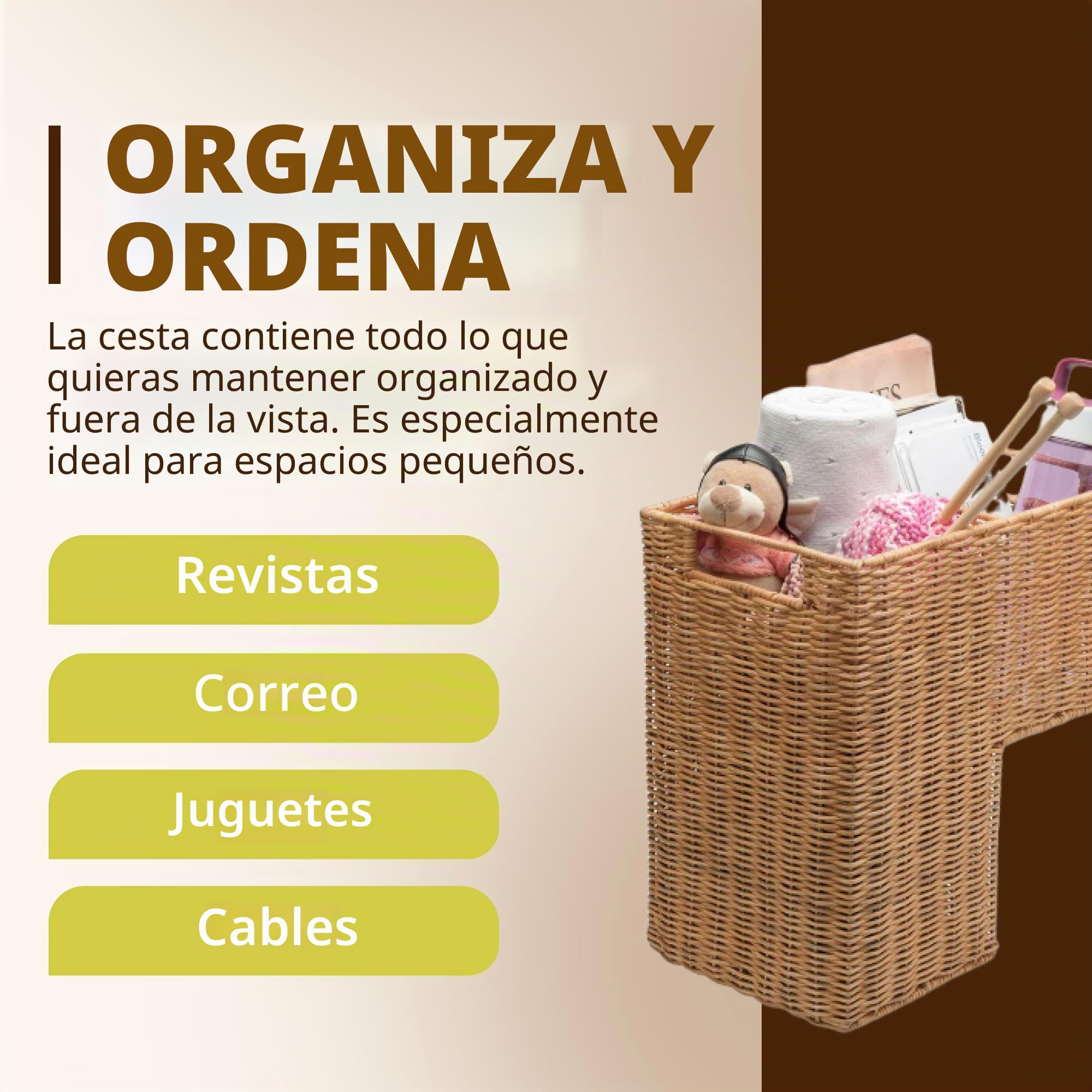 KOUBOO Wicker Stair Step Basket, Dark Brown_P, ratán y Mimbre, Natural, 38.1 x 24.13 x 40.005000000000003 cm