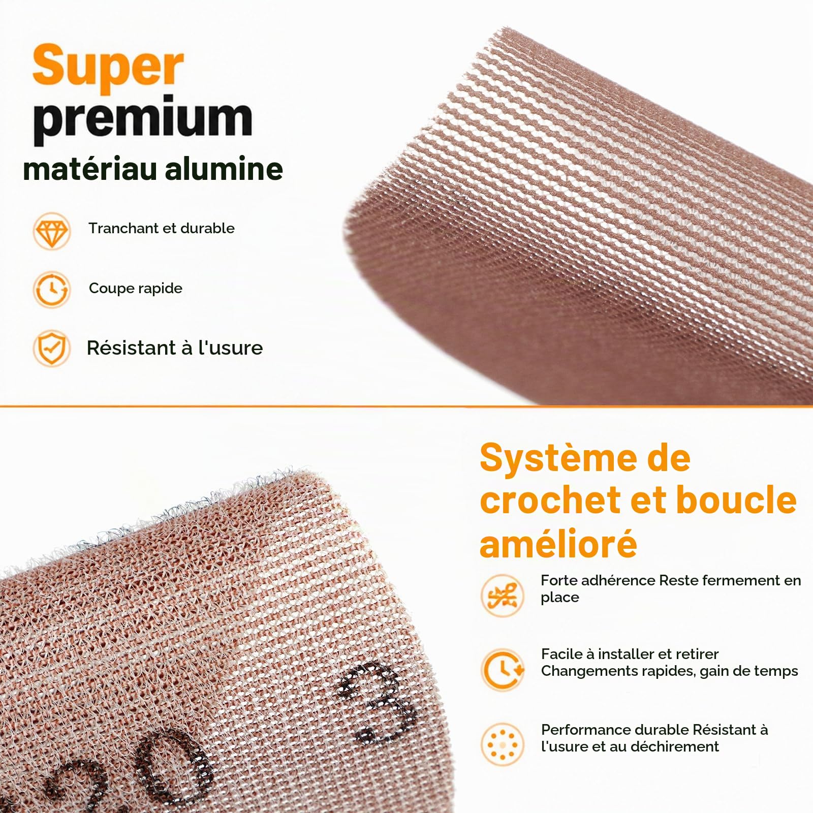60 Pièces Disque Abrasif Maille 125mm Grain 80 120 180 240 320 400 Disque Poncage 125mm pour Ponceuse Orbitale