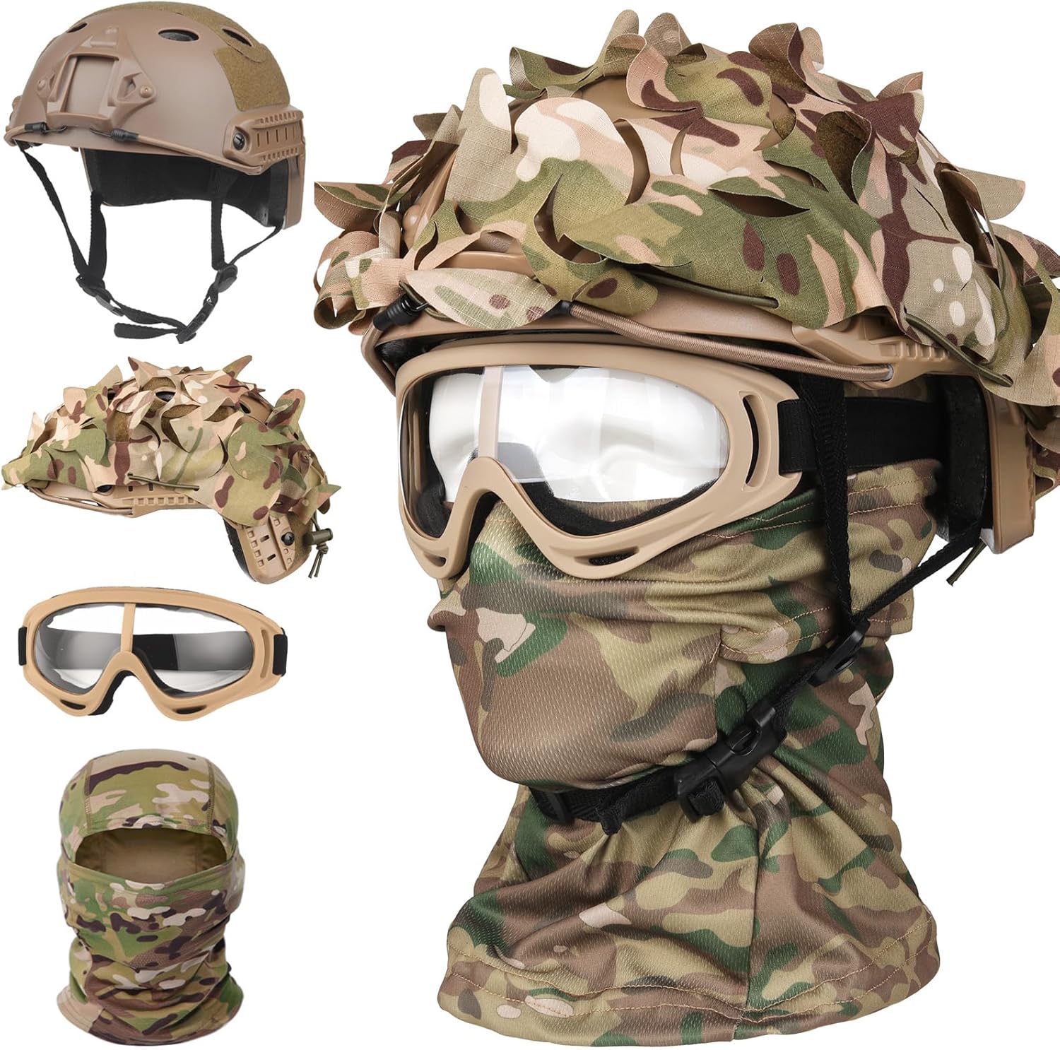 Airsoft Helmet,Black Tactical Helmet with Airsoft Accessories,Tactical Airsoft Gear