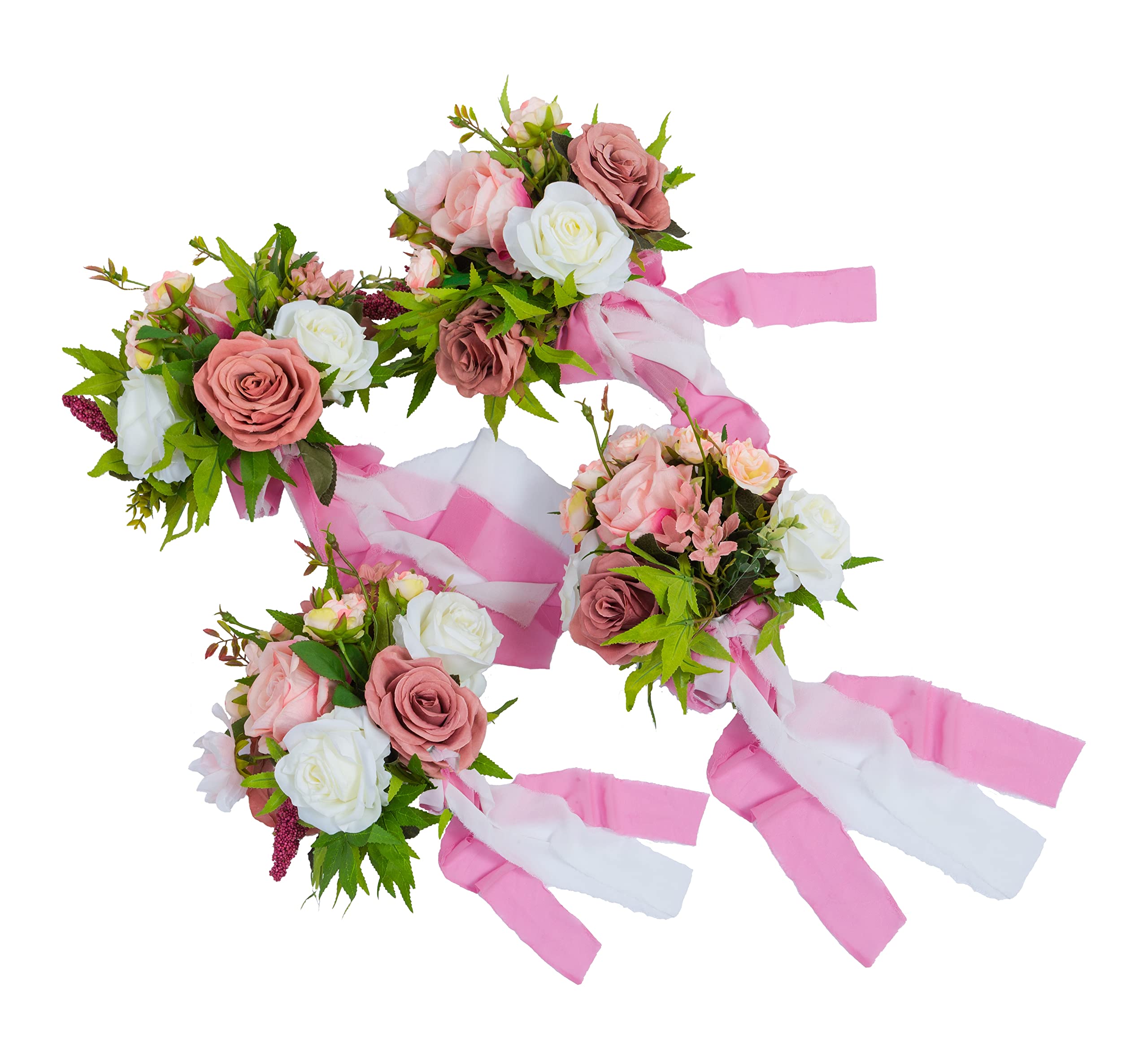 Lot de 4 Roses artificielles de 17,8 cm pour Bouquet de Demoiselle d'honneur, Bouquet Rustique, Demande en Mariage et cérémonie de Mariage Vintage