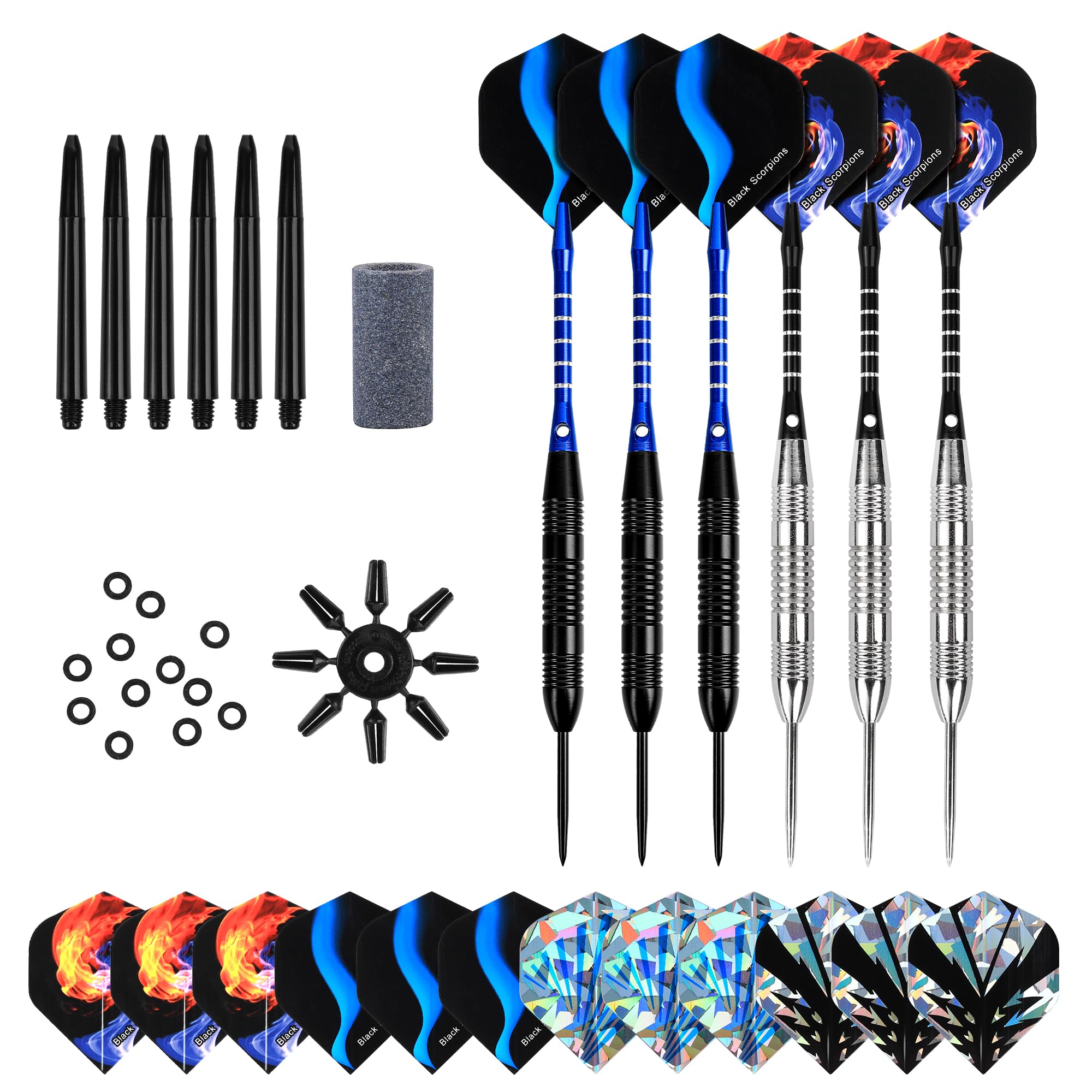 FUZVOL Professional Darts Set Steel Tip-Aluminum Stems Darts Flights with 23 Grams-6 Pack Gift Darts Set — image 1