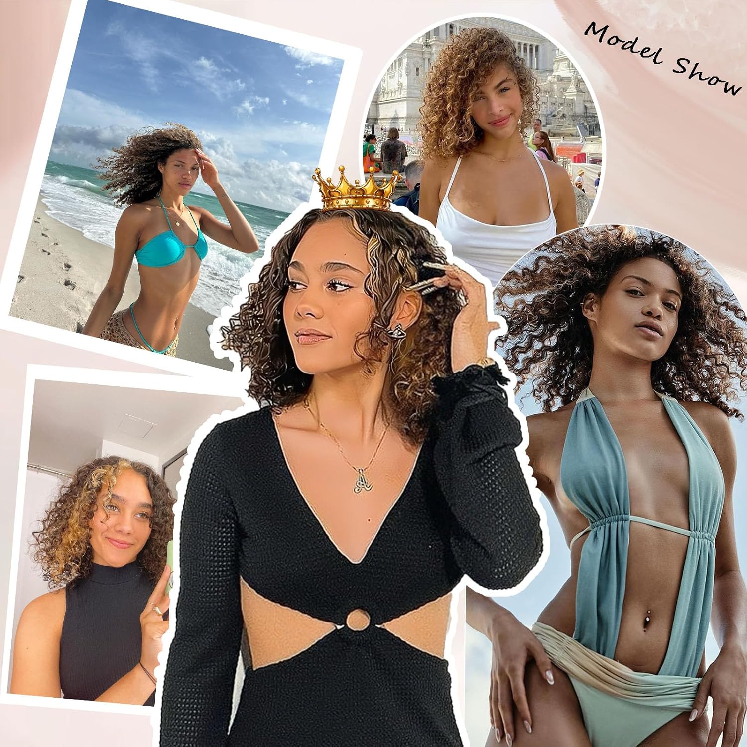 Ombre Highlight Glueless Wigs Human Hair Pre Plucked Pre Cut Curly Closure Wear and Go Glueless Wigs Human Hair Middle Part Balayage Water Wave Lace Frontal Human Hair Wigs for Black Women 4/27 18Inch