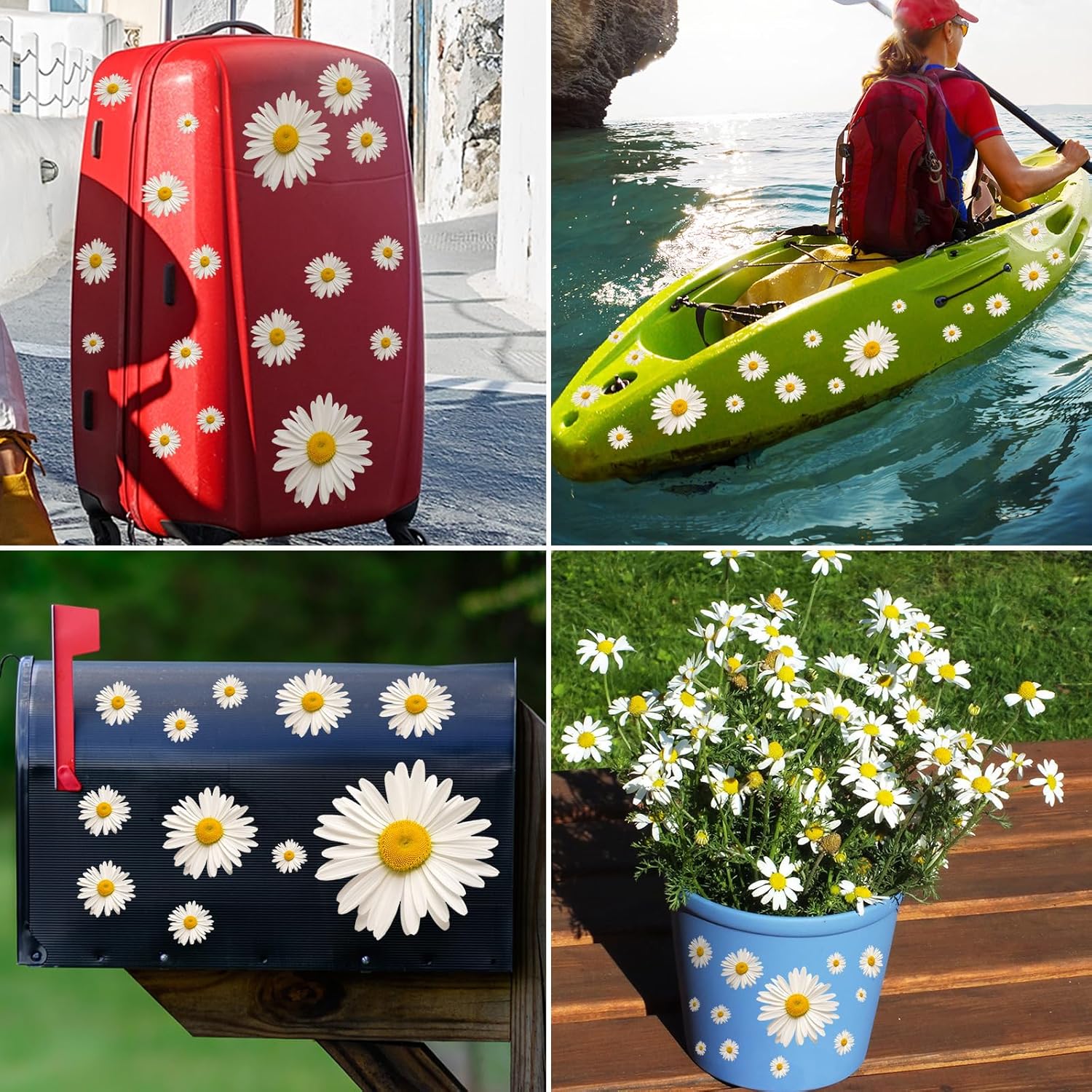 Fuutreo 12 Sheets Daisy Stickers 130 Pcs Flower Car Decals Self Adhesive Vinyl Retro Flower Car Sticker for Bumper Mirror Window Clings Laptop Wall Decoration - Image 7