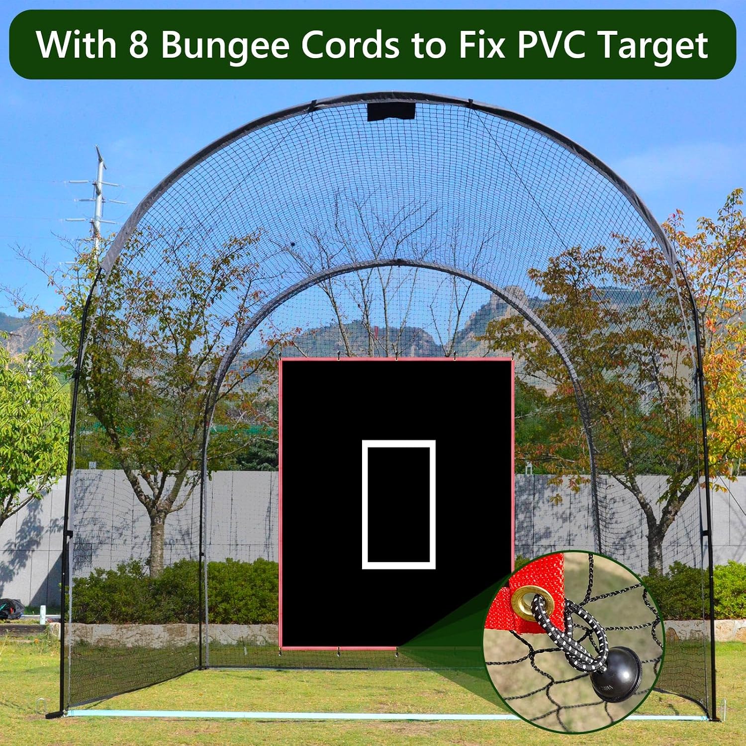 6x8FT Batting Cage Backstop, Sliver Reflective Edge Baseball Vinyl Backstop, Baseball Softball Batting Cage Backdrop Target, Baseball Pitcher Training Equipment Aid for Hitting Pitching