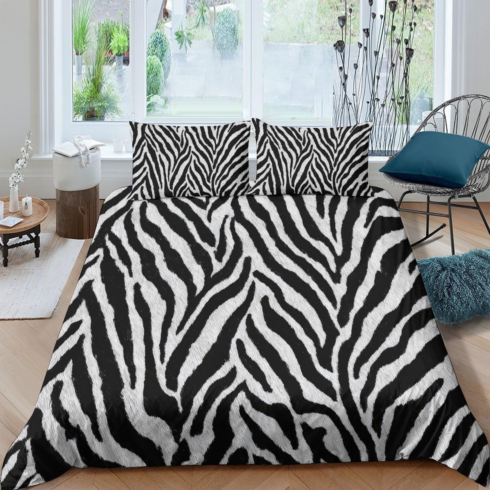 Ctjqhvkz Style-2 3D Printed Zebra Pattern Fitted Sheet Microfiber Soft Bedroom Decor Animal Stripes Bed Cover For Mattress Protection Single（135X200cm）