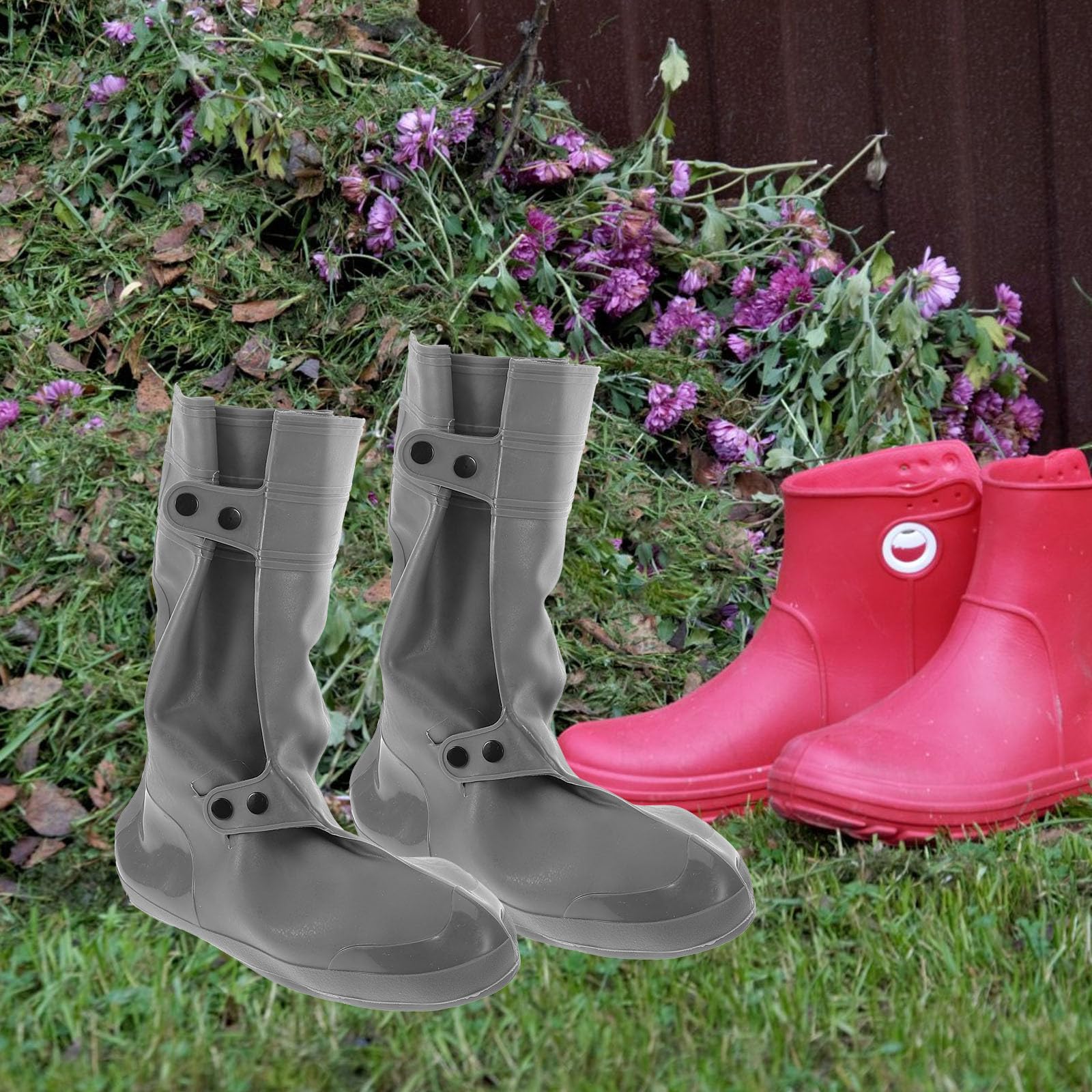 1 Paar rutschfeste Überschuhe aus Gummi Verstärkt und Strapazierfähig als Stiefelschutz für Outdoor Aktivitäten und Regenwetter Größe 42/43