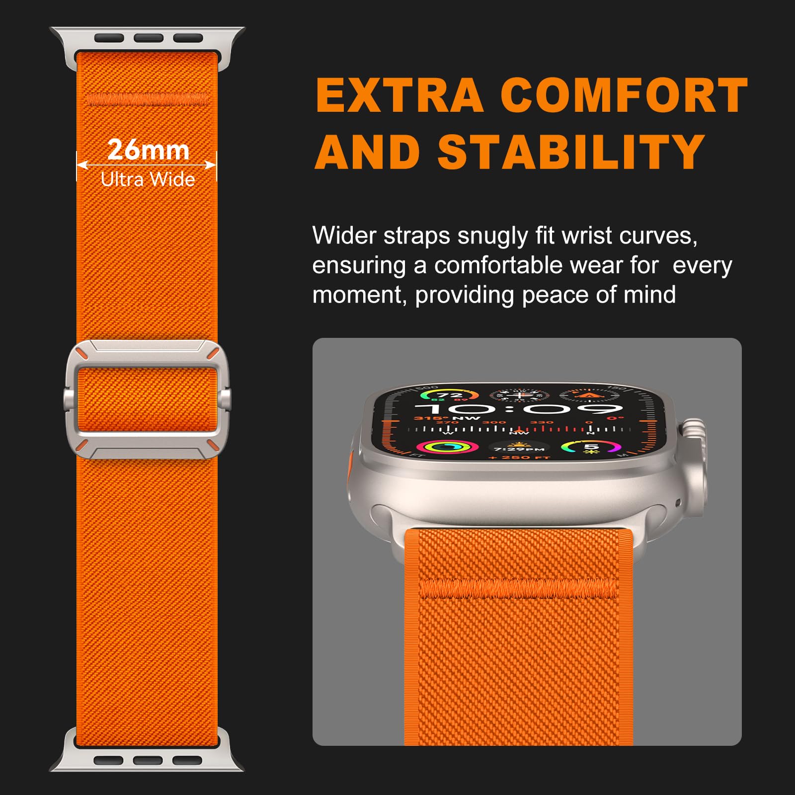 Yoohoo cinturino compatibile con cinturino Apple Watch Ultra/Ultra 2 per cinturino apple watch 44mm 45mm 46mm 49mm 42mm, nylon cinturino sportivo per iWatch Ultra SE serie 10 9 8 7 6 5 4 3 2 1, uomo