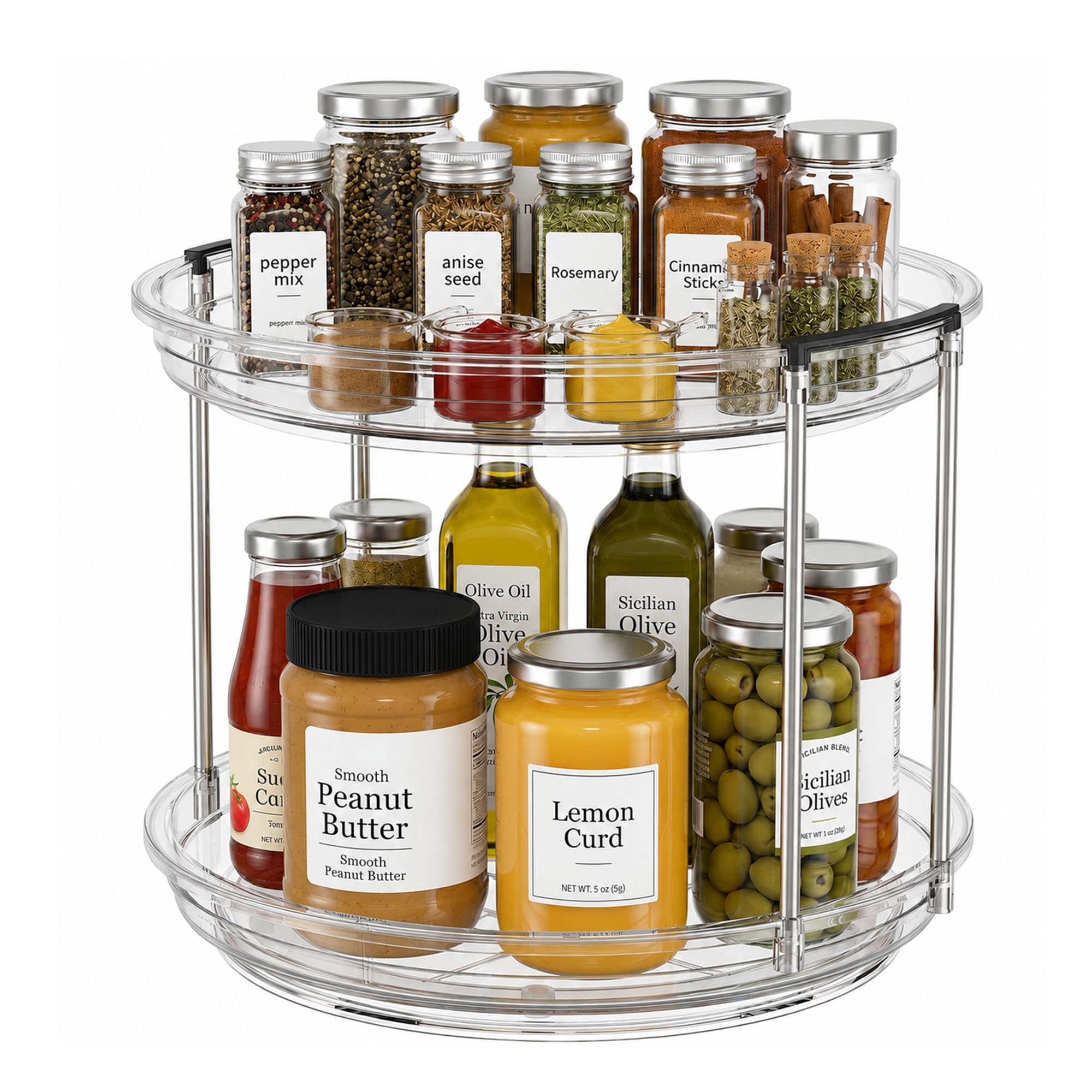 Logcow 2-Tier Lazy Susan Turntable Organiser, 23.5 cm Rotating Spice Rack