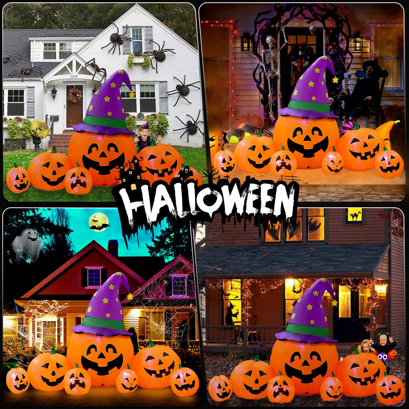 Kalolary Opblaasbare Halloween-pompoenboog, opblaasbare pompoenpoort