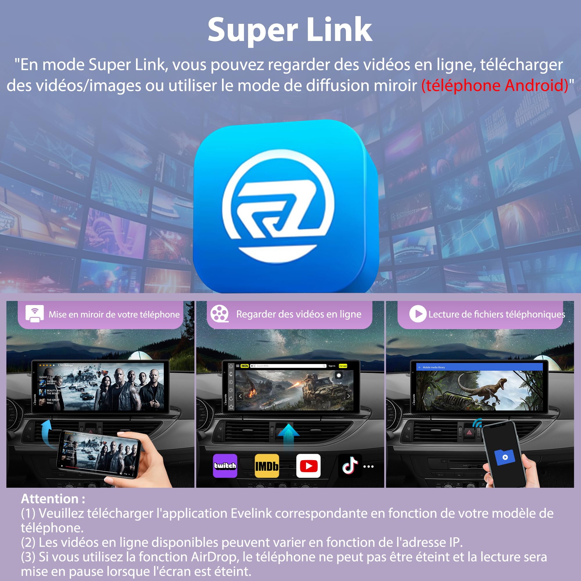 Carpuride W904 10.26" Carplay sans Fil et Android Auto avec Dash Cam | Écran Tactile pour Voiture, Caméra Avant 4K et Arrière 1080P, Enregistrw Ement en Boucle, Audio BT, Mirror Link, GPS, Siri
