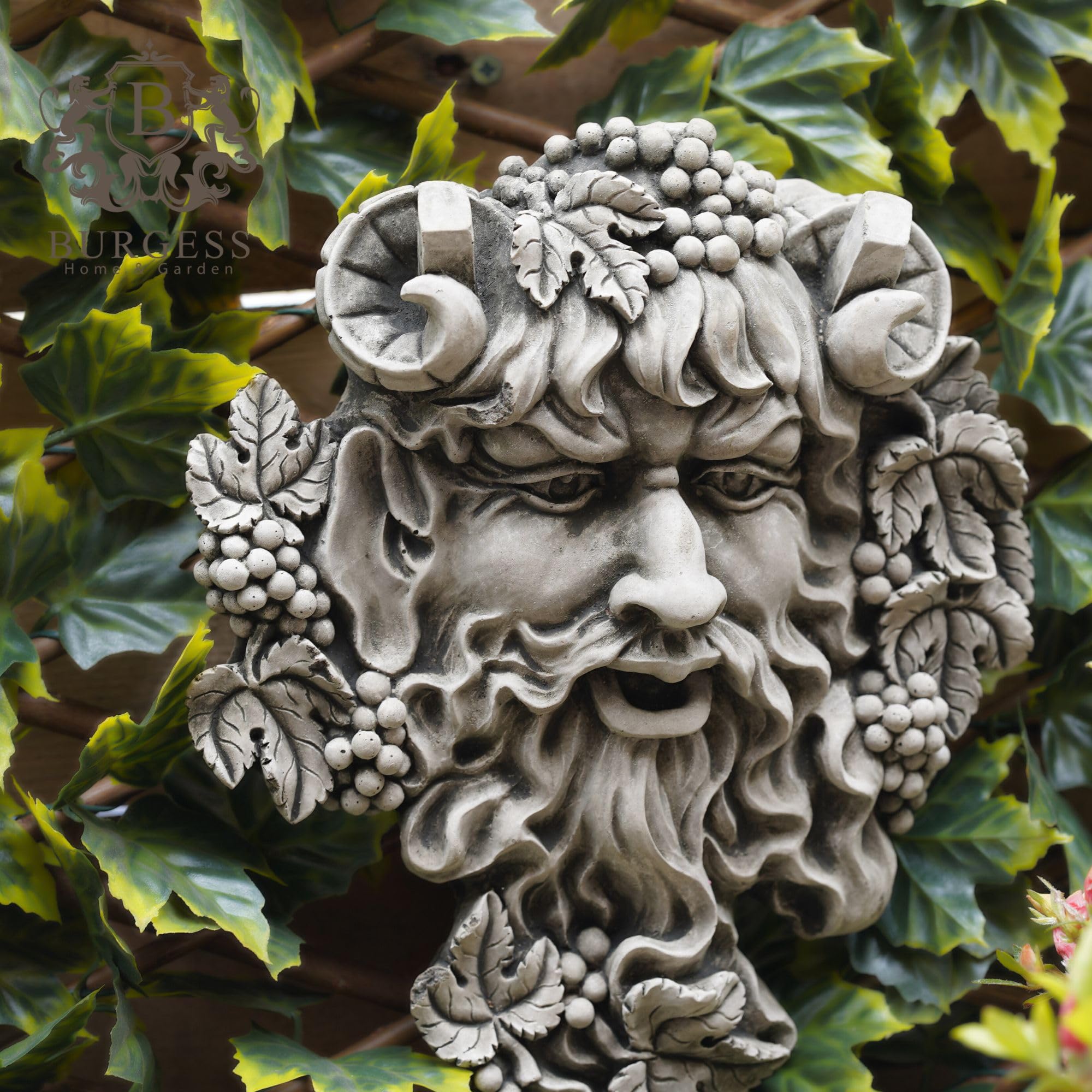 Bacchus Greenman Plaque en pierre | Statue décorative pour jardin ou extérieur