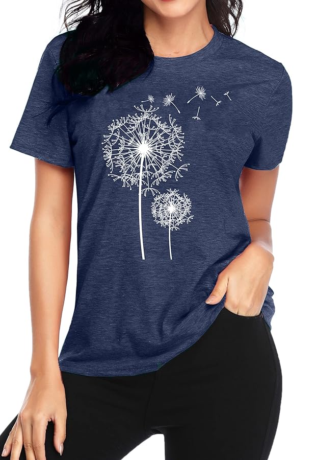 Womens Graphic Tees Dandelion Shirt Women Floral T Shirts Scatter Kindness T Shirt Funny Cute Flower Tops - image 3