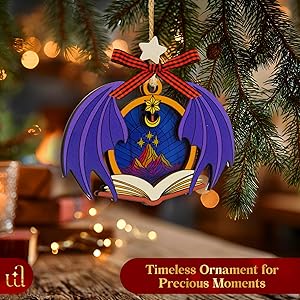 Woodamore Gifts for Women - Ornament Fantasy Reader Gifts for Book Lovers, Fourth Wing Bookish Christmas Ornaments for Bookshelf Library Decor, Ornaments for Christmas Tree