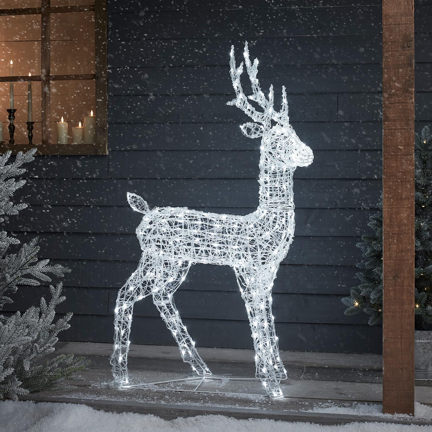 Lights4fun Famiglia di 3 Renne Luminose In Acrilico con 540 LED Bianco con Timer Decorazione di Natale Illuminazione Natalizia per Interni Giardino Esterni
