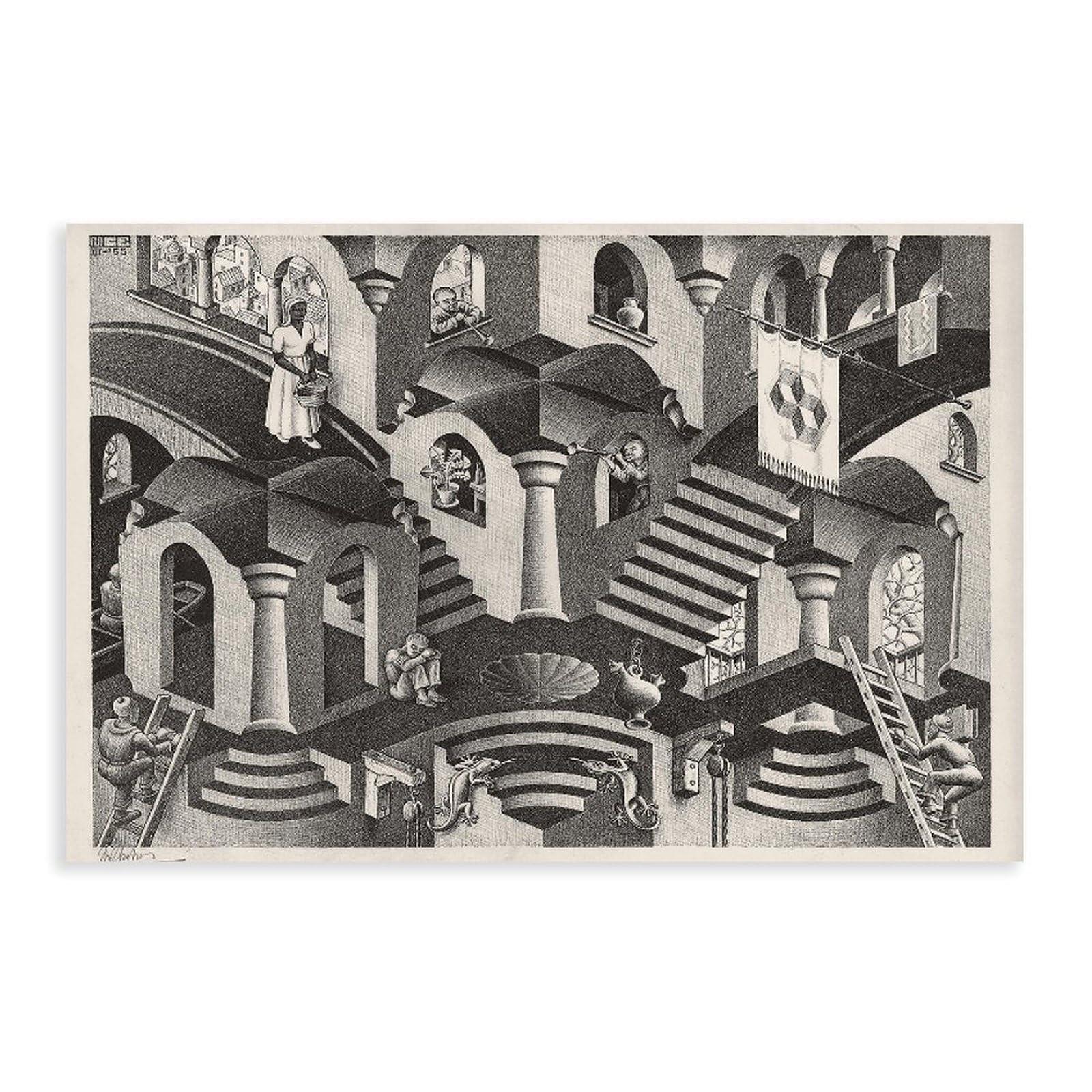 WCYB Poster convesso e concavo di Maurits Cornelis Escher stampe su tela Deco Dipinti Wall Art Unframe 61 cm L x 91,4 cm W