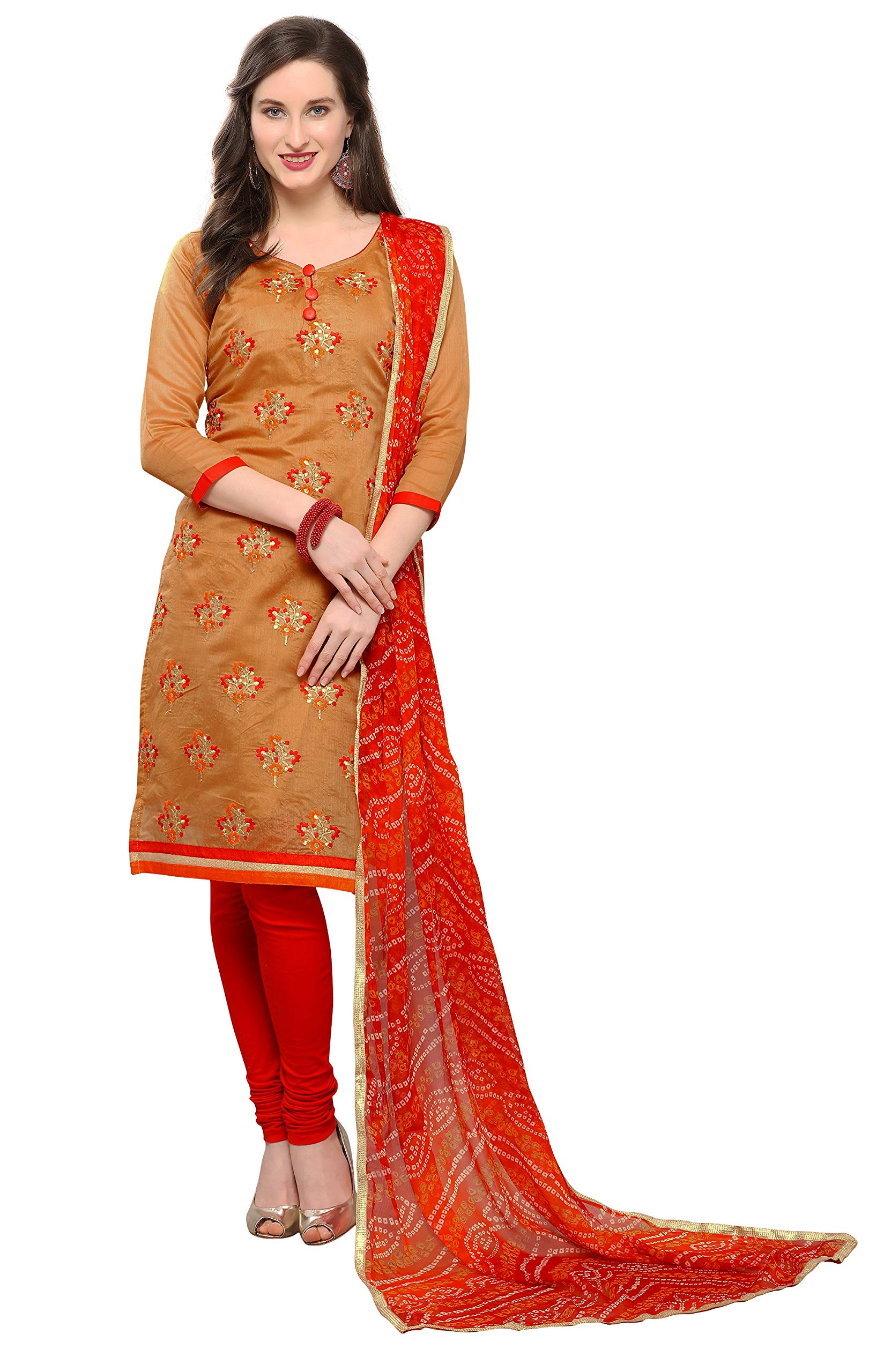 dress material with bandhani dupatta