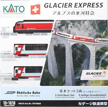 KATO 10-1816 N-Gauge Alps Glacier Express Basic Set, 3 Cars, Railway Model, Electric Train