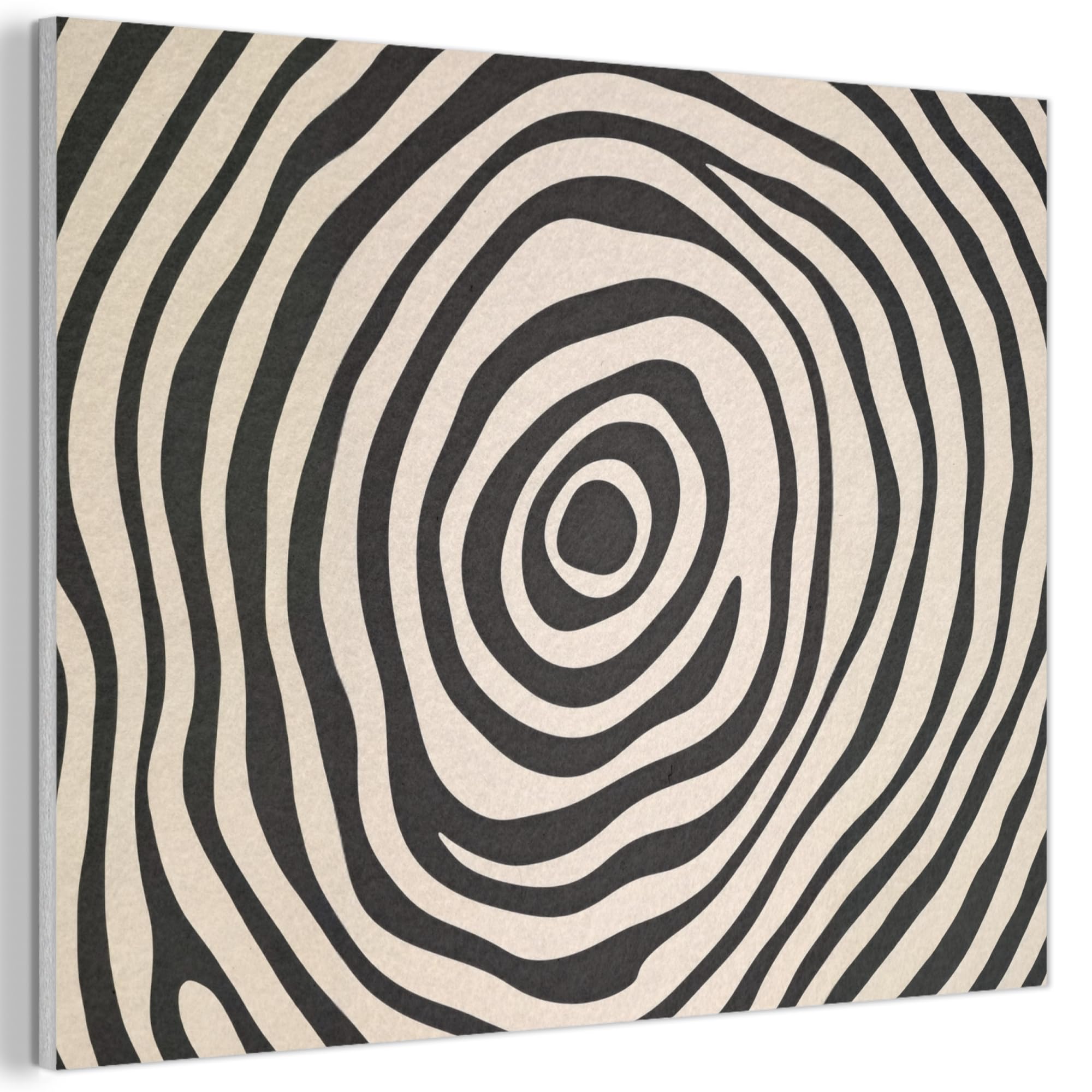 MuchoWow© Felt Panel 100x70 cm House Touch for Living Space Modern Visuals Decoration Wall Art Circles - Hypnotic - Black - Beige