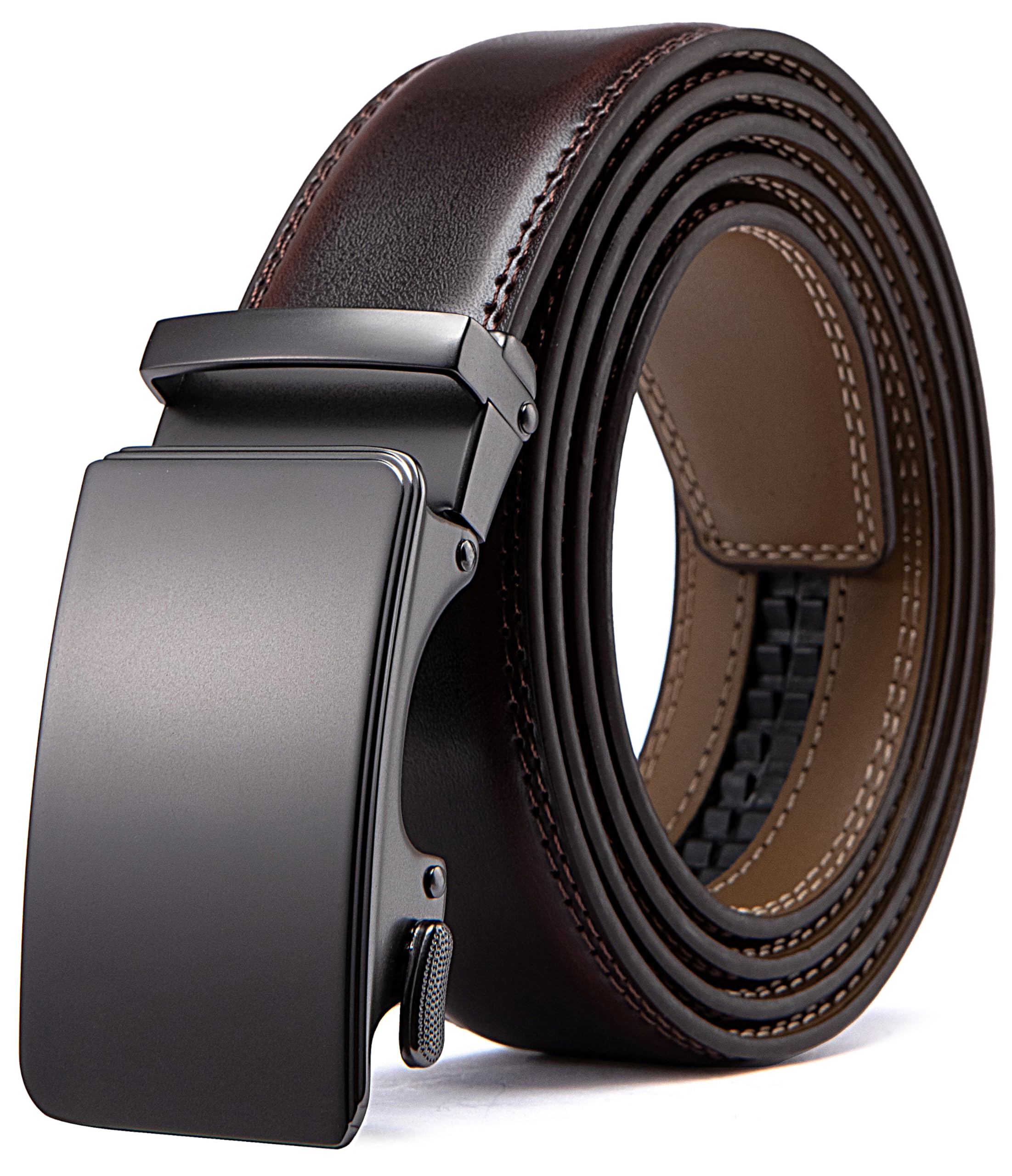 Acewin Ledergürtel Herren, Automatik Gürtel Herren, Arbeitsgürtel, Verstellbar, Breit 35mm (05-Dunkel Kaffee,110 CM)