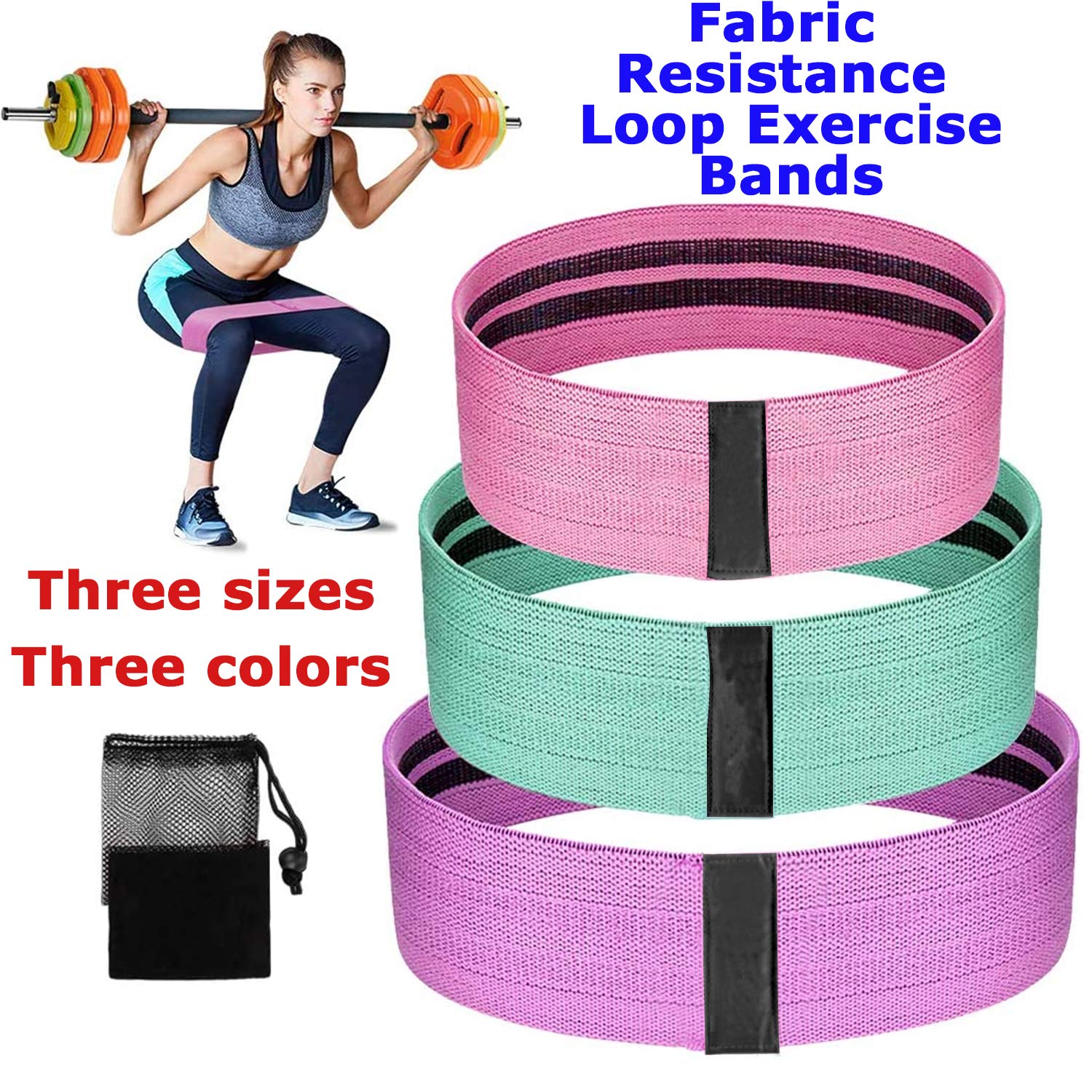 LOMOFI Exercise Bands,Anti Slip Elastic Fabric Resistance Band for Butt, Legs, Fitness Exercise Bands with Non-Slip,Resistance Bands for Home, Gym, Yoga, Training