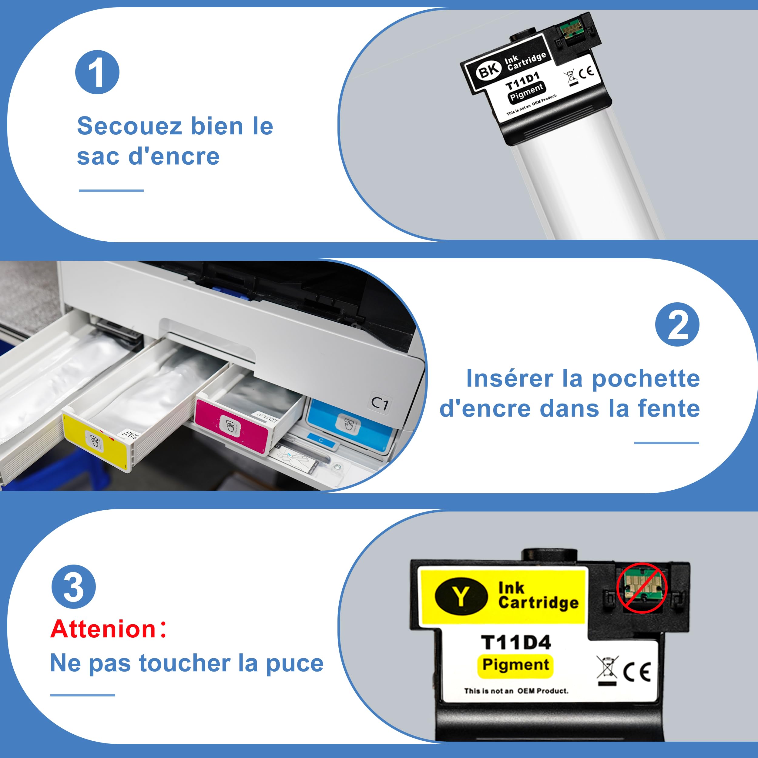 Pack 4 Cartouches T11D1 T11D2 T11D3 T11D4 pour Epson WF-C5890 C5390