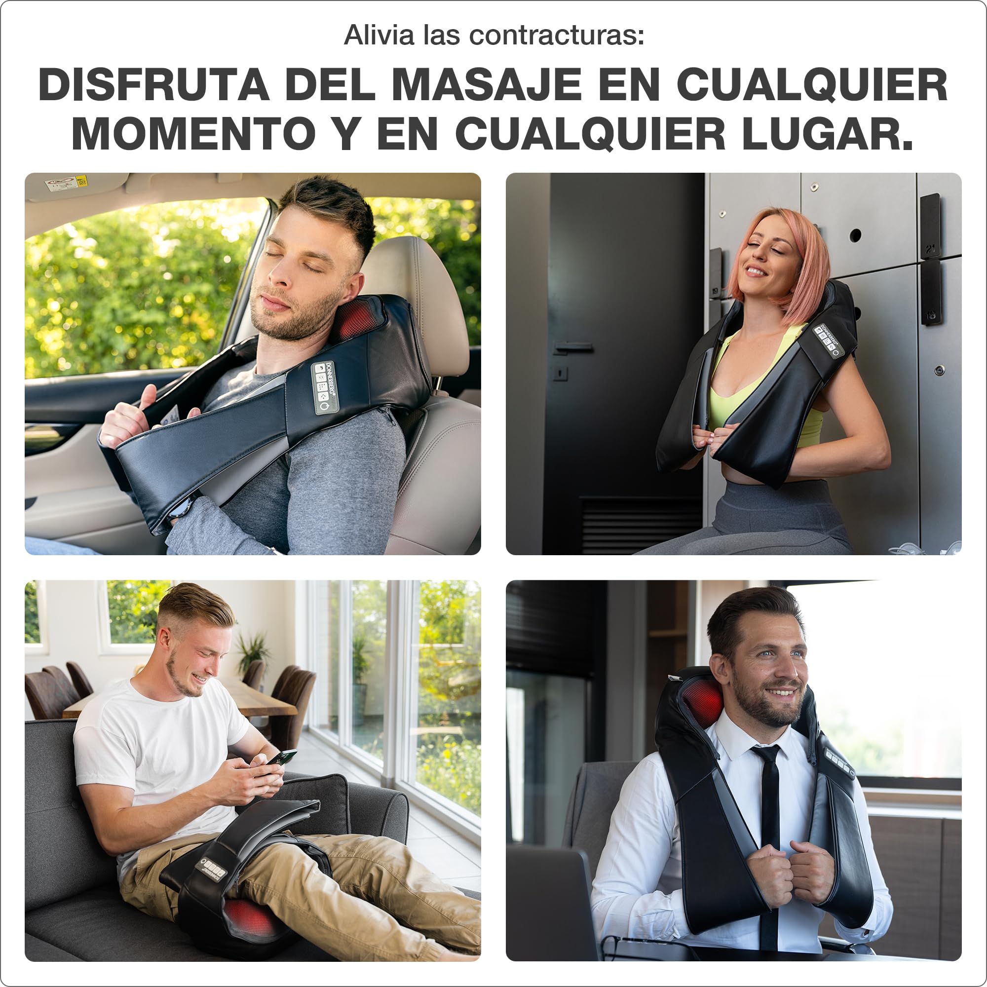 Donnerberg® Masajeador Cervical y Espalda Shiatsu Tapping Calor Infrarrojo 7 AÑOS GARANTÍA