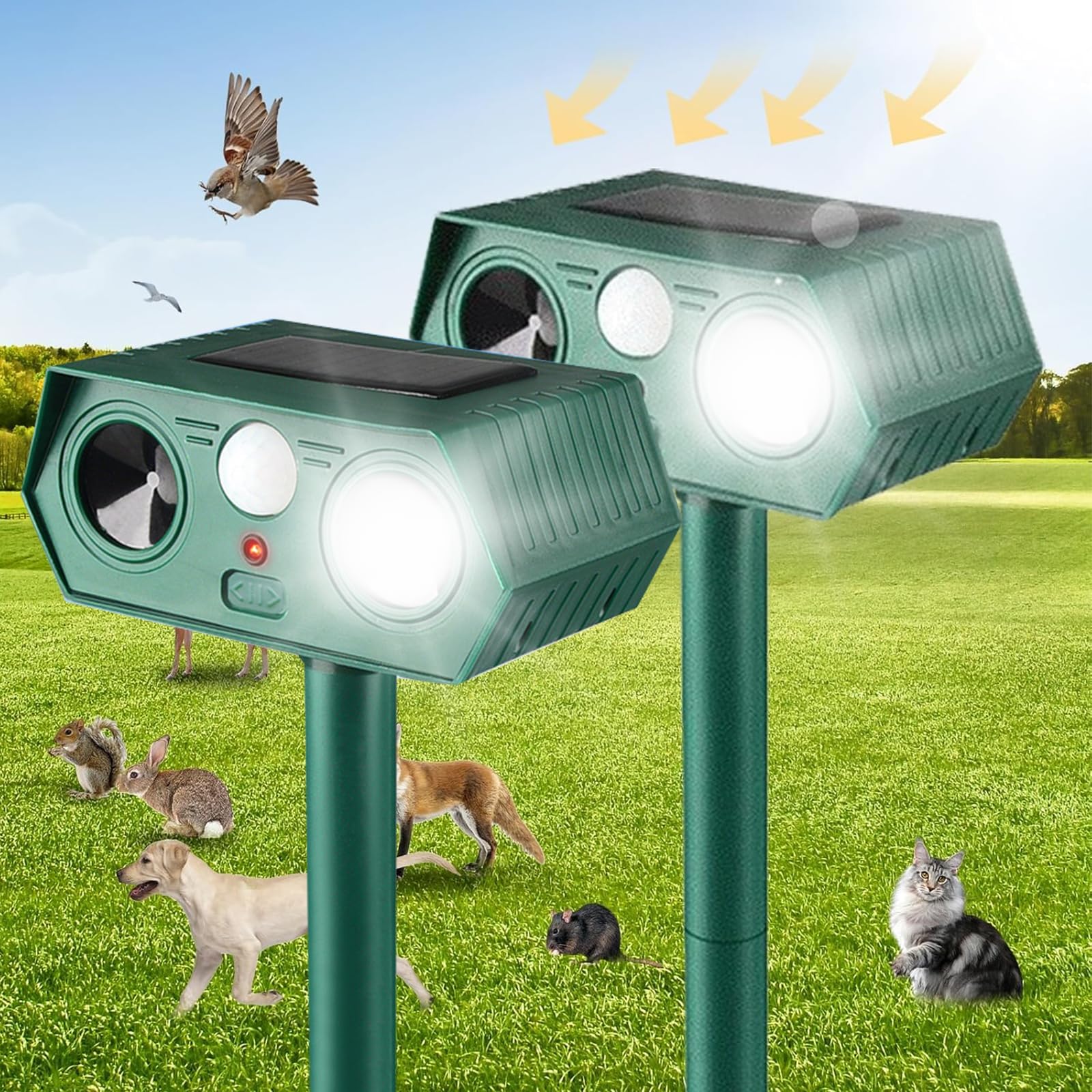 Upgraded 2-Pack Solar Animal Repeller