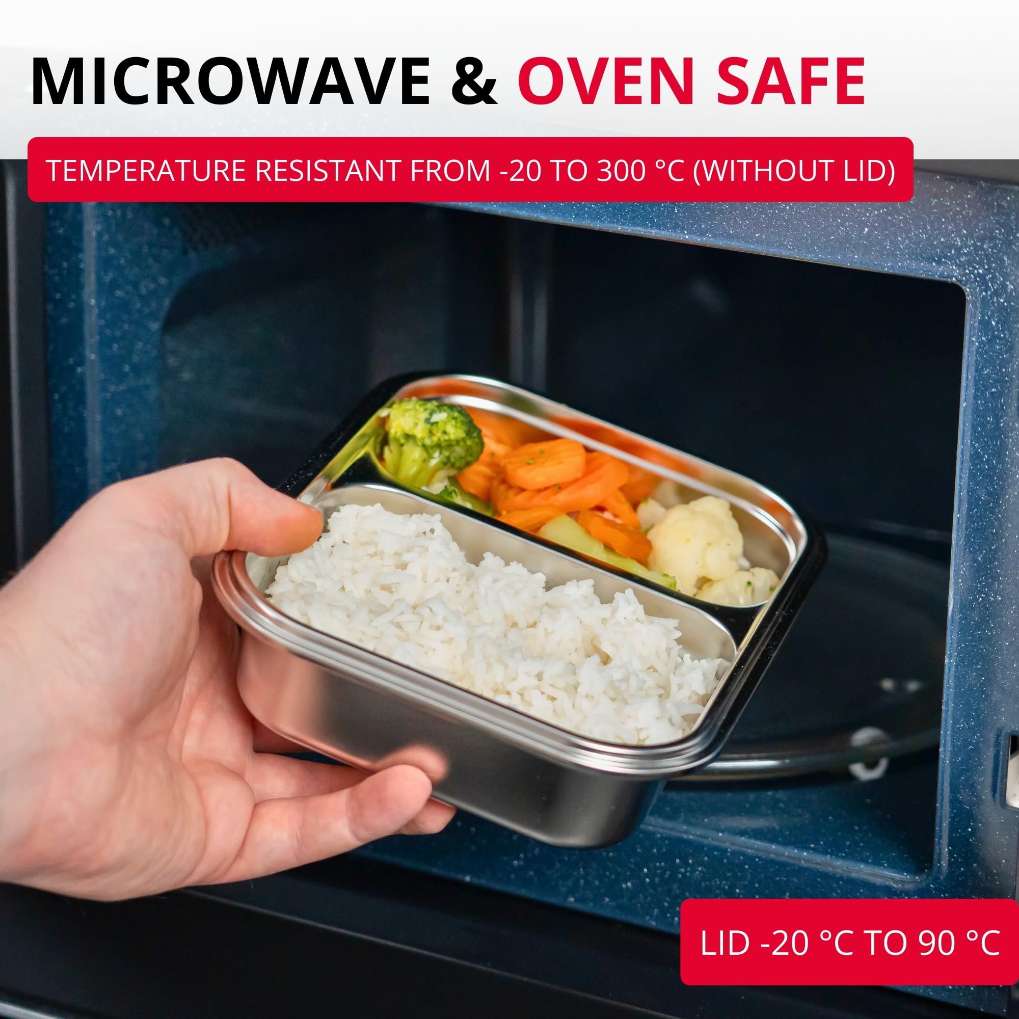 Westmark Pudełko na lunch ze stali nierdzewnej, szczelne i bez BPA. Nadaje się do mikrofalówki i piekarnika. Pojemność 450 + 280 ml. optymalne do szkoły, pracy i przedszkola. Kolor srebrny.