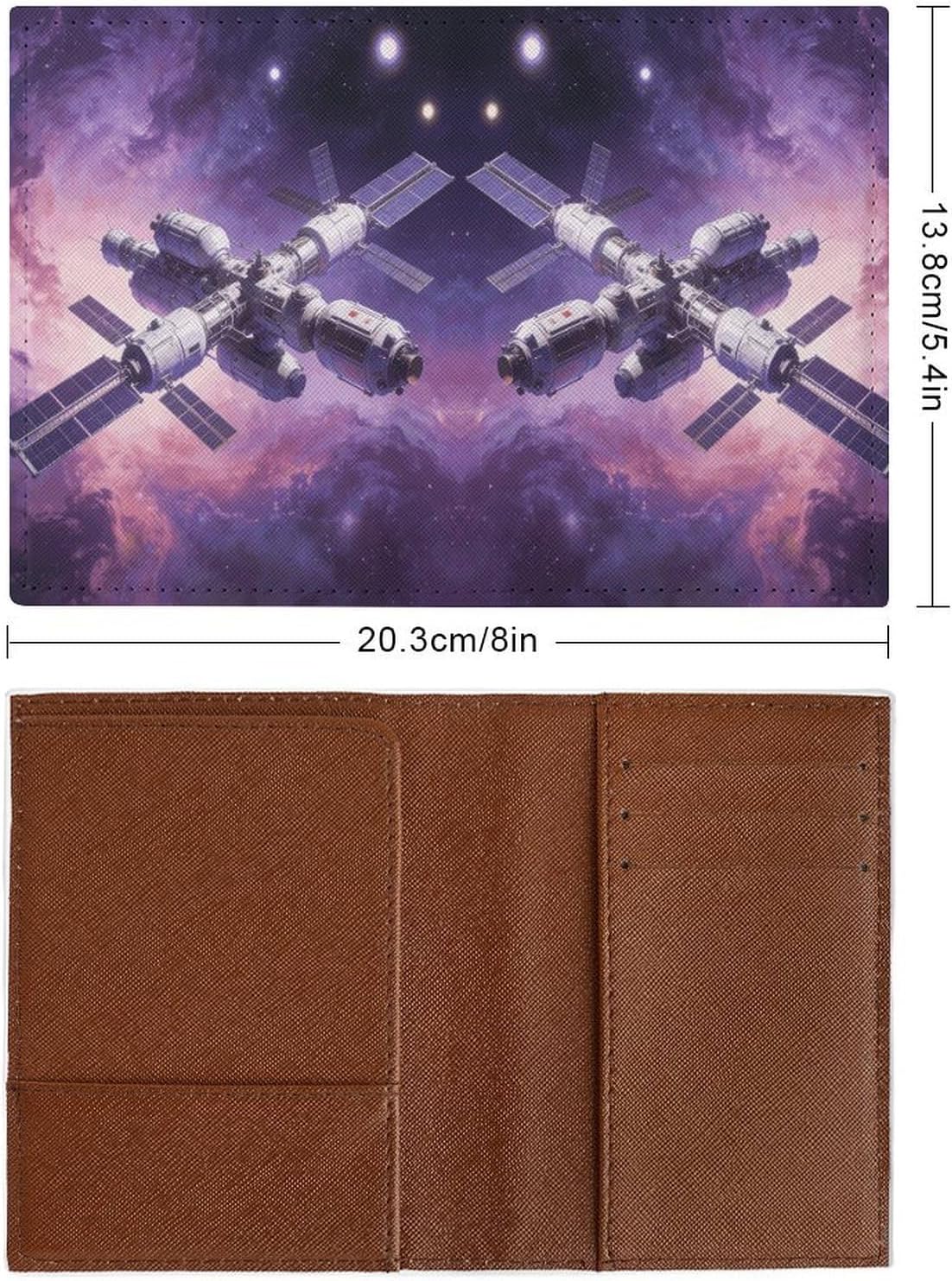 Space Passport Holder for Adult Leather Passport Cover Portable Passport Wallet Fashion Travel Document Organizer Exquisite Passport Protector Credit Card Holder image 2