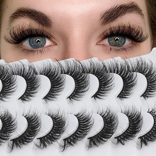 Focipeysa - Pestañas postizas de aspecto natural, aspecto natural, pestañas de visón sintético, 7 pares, paquete múltiple