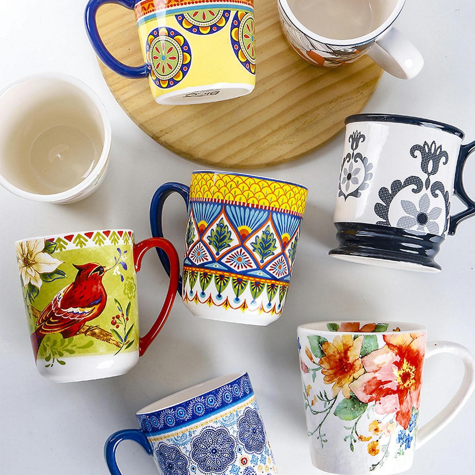 Amazon.com: Large Capacity American Style Personalized Underglaze Colored Ceramic  Mugs, Home Juice Milk Coffee Cups-C-style -500ml/17oz : Home & Kitchen