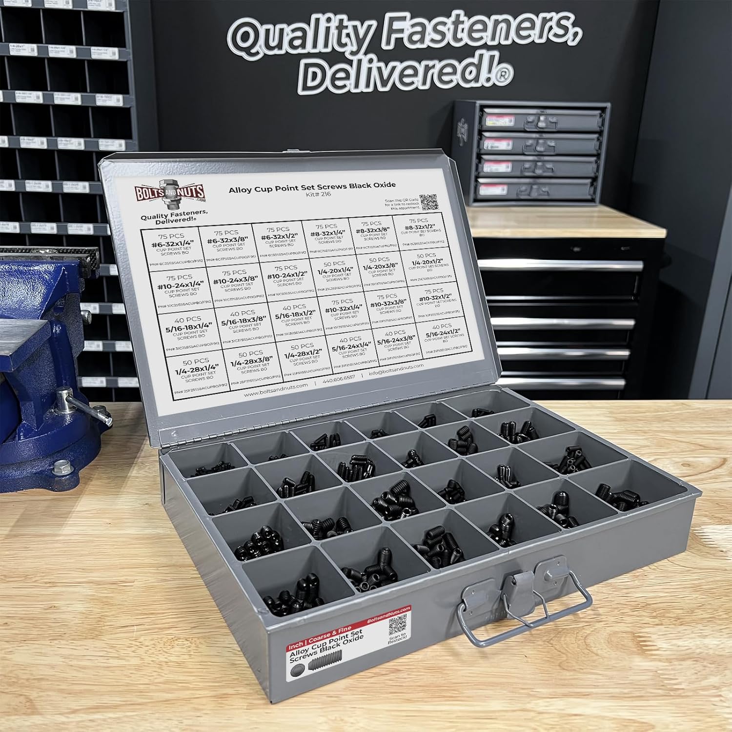 Alloy Steel Cup Point Allen Socket Set Screw Black Oxide Finish Assortment Kit! - 1441 PCS