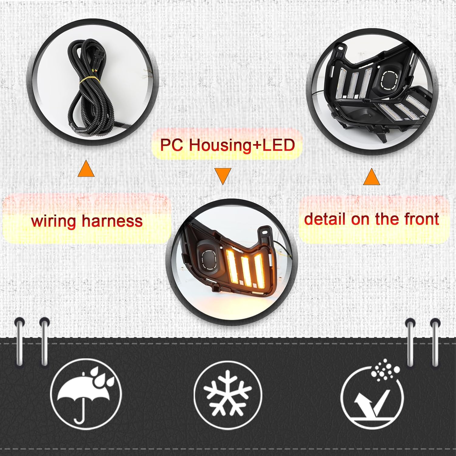 LED Front Bumper Fog Lights White DRL Daytime Running Lamp Amber Turn Signal Light Assembly Compatible With Toyota Grand Highlander 2023 2024 2025 Limited XSE Platinum Accessories