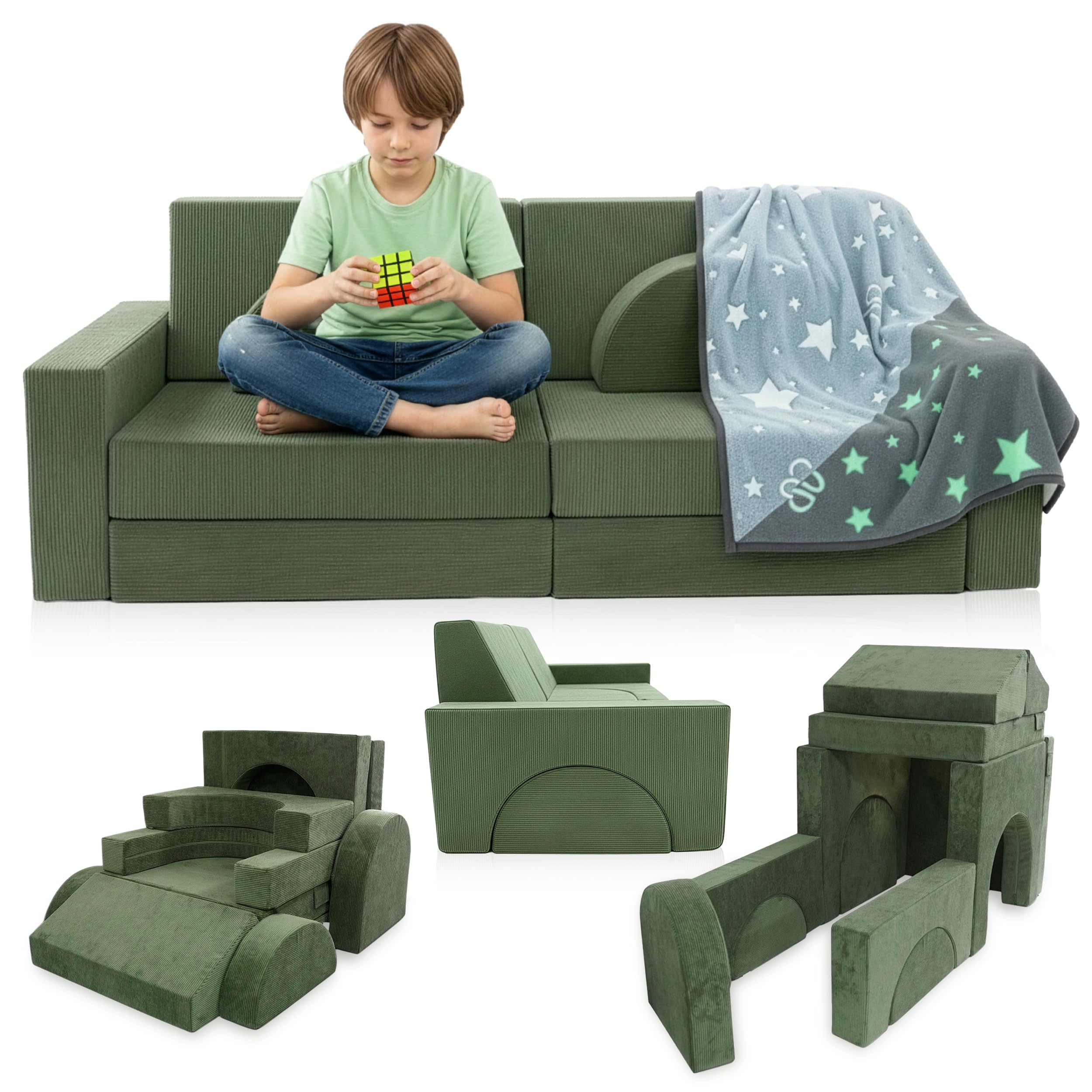 Cubby Couch 12-Piece Green