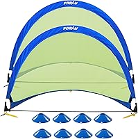 Vista 12 de Poray Soccer Goal for Kid Easy-up Set of Two Portable Soccer Net 210D Oxford with 8 Field Marker Cones Extra Stakes Fun for Backyard and Soccer