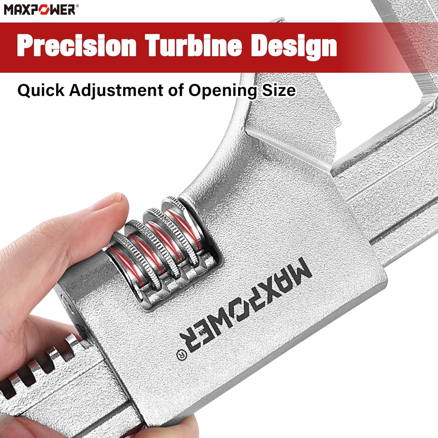 MAXPOWER 14 1/2" Automotive Wrench, Wide Jaw Opening 3.5", Adjustable Auto Wrench for Automobiles Construction, Machine Maintenance and Home Repairs