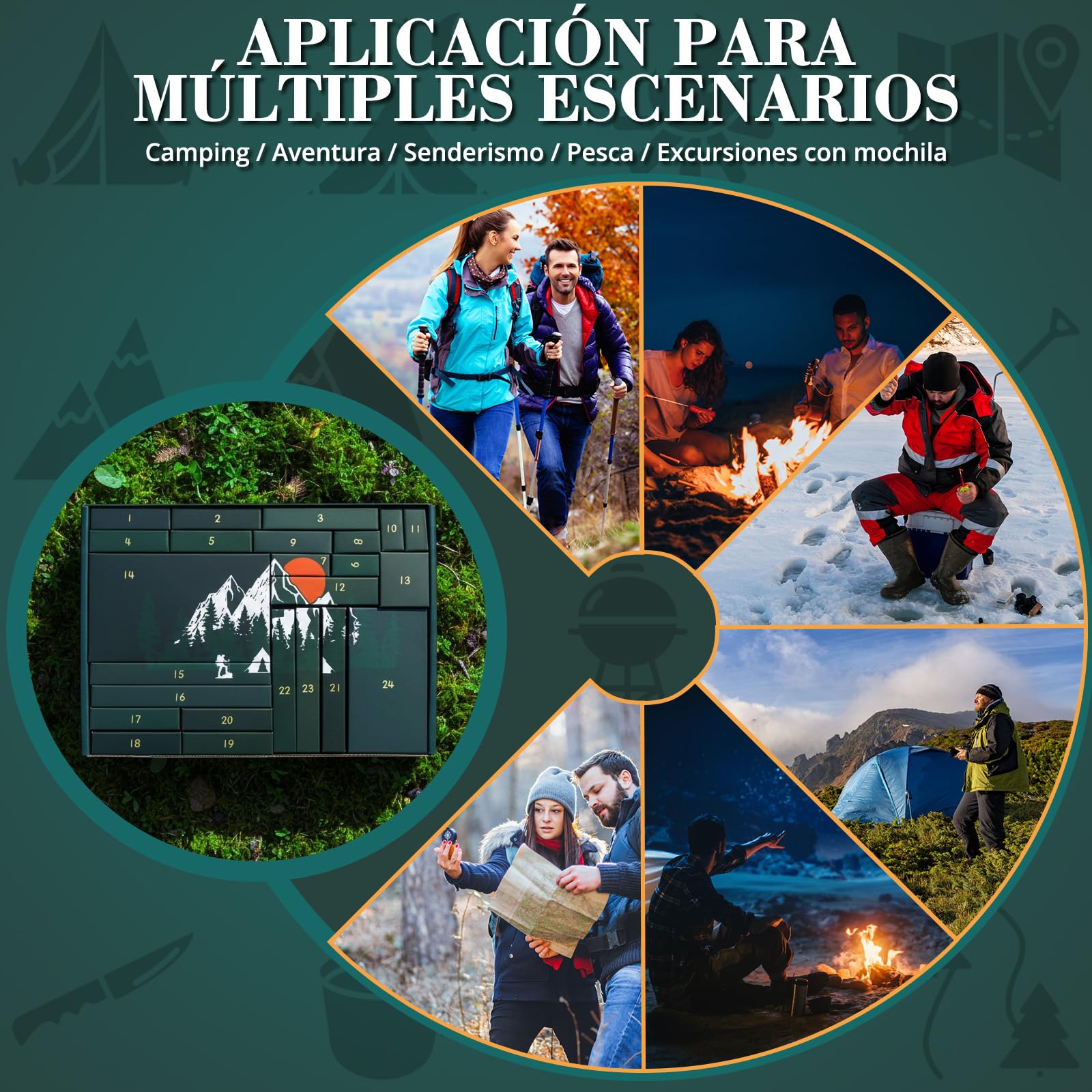 BuzzoXerex Calendario de Adviento 2025 Hombre, 24 PCS Kit de Supervivencia para Camping