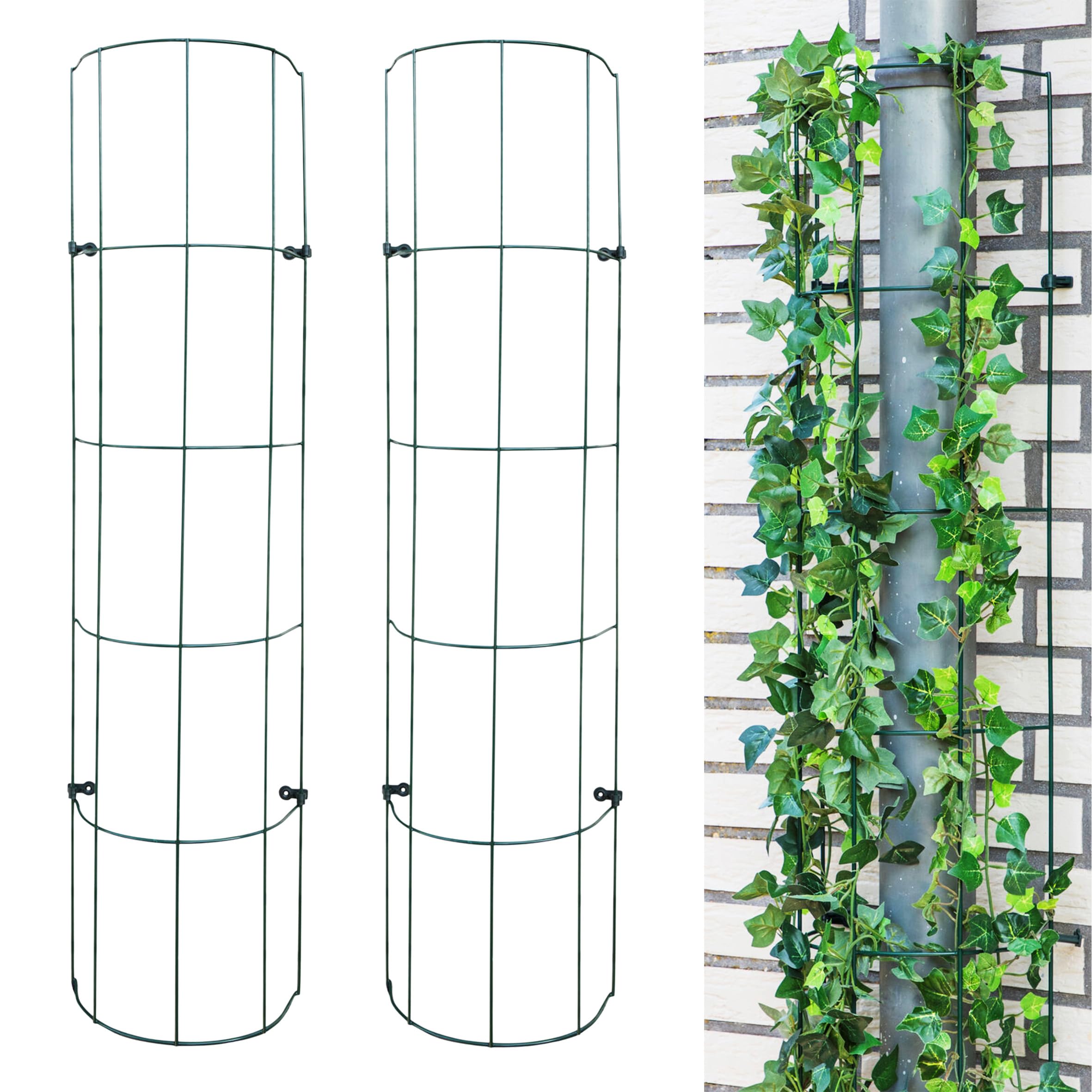 Rejilla de metal verde para bajantes, 200 cm, rejilla semicircular para plantas, tubo de lluvia