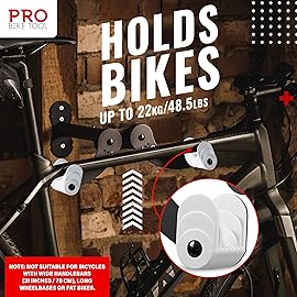 PRO BIKE TOOL Bike Wall Mount - Horizontal Indoor Bike Rack for 1 Bicycle - Bike Rack for Garage - Safe and Secure Bike Hook for Road, Mountain or Hybrid Bikes - Bike Hanger, Bicycle Storage - White