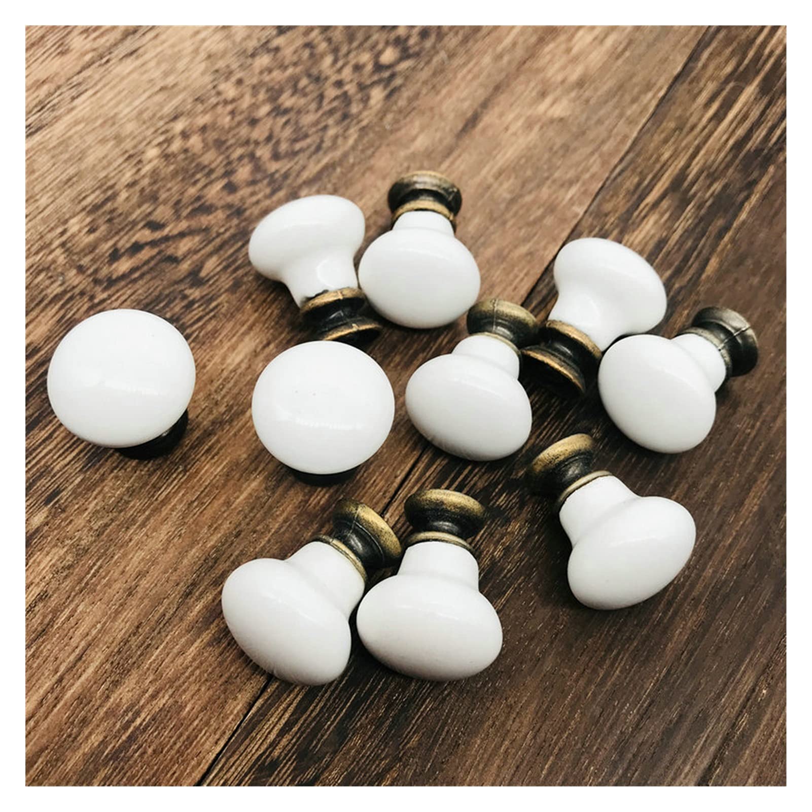 Maniglia della serratura della porta Confezione da 10 White Button Shape Forma Maniglie da cucina Pull Drawer Manopole Ceramica Porta in ceramica Armadio Armadio porta manopola Funiture Decor hardware
