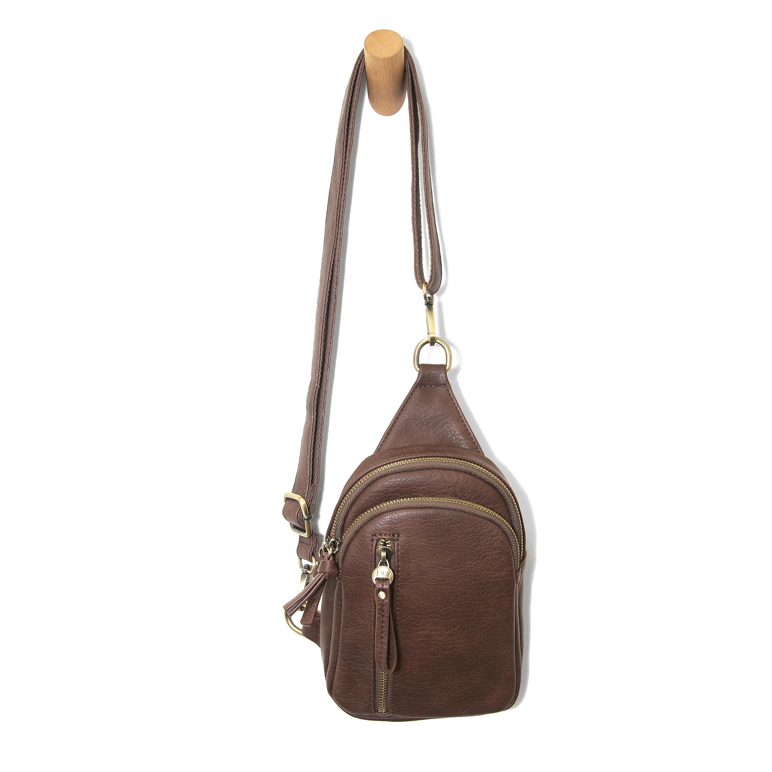 Joy Susan Skyler Sling Bag: Vegan Leather, Zippered Closure, Brass Plated Hardware