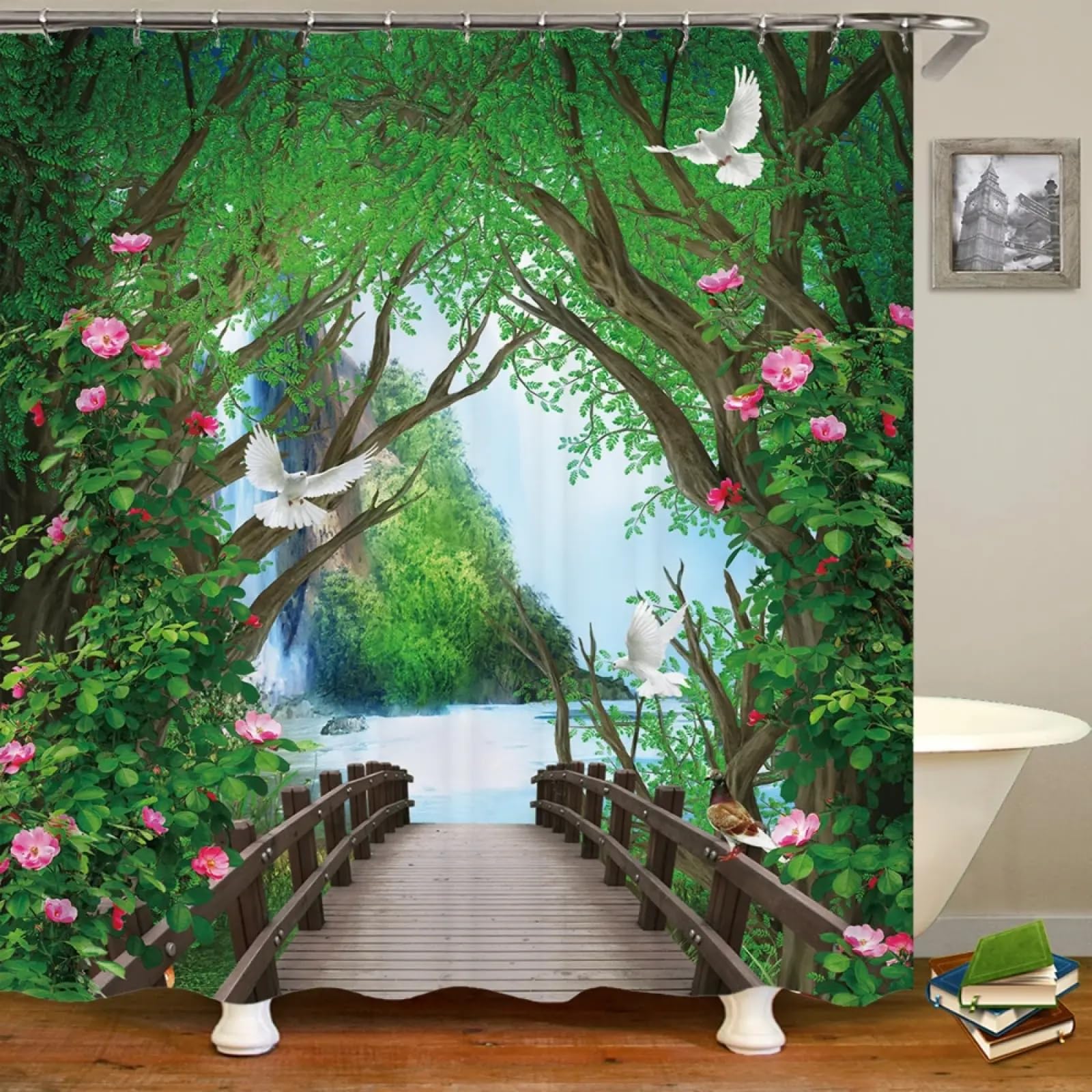 Rideau de douche paysage de fleurs pour un réveil doux et zen