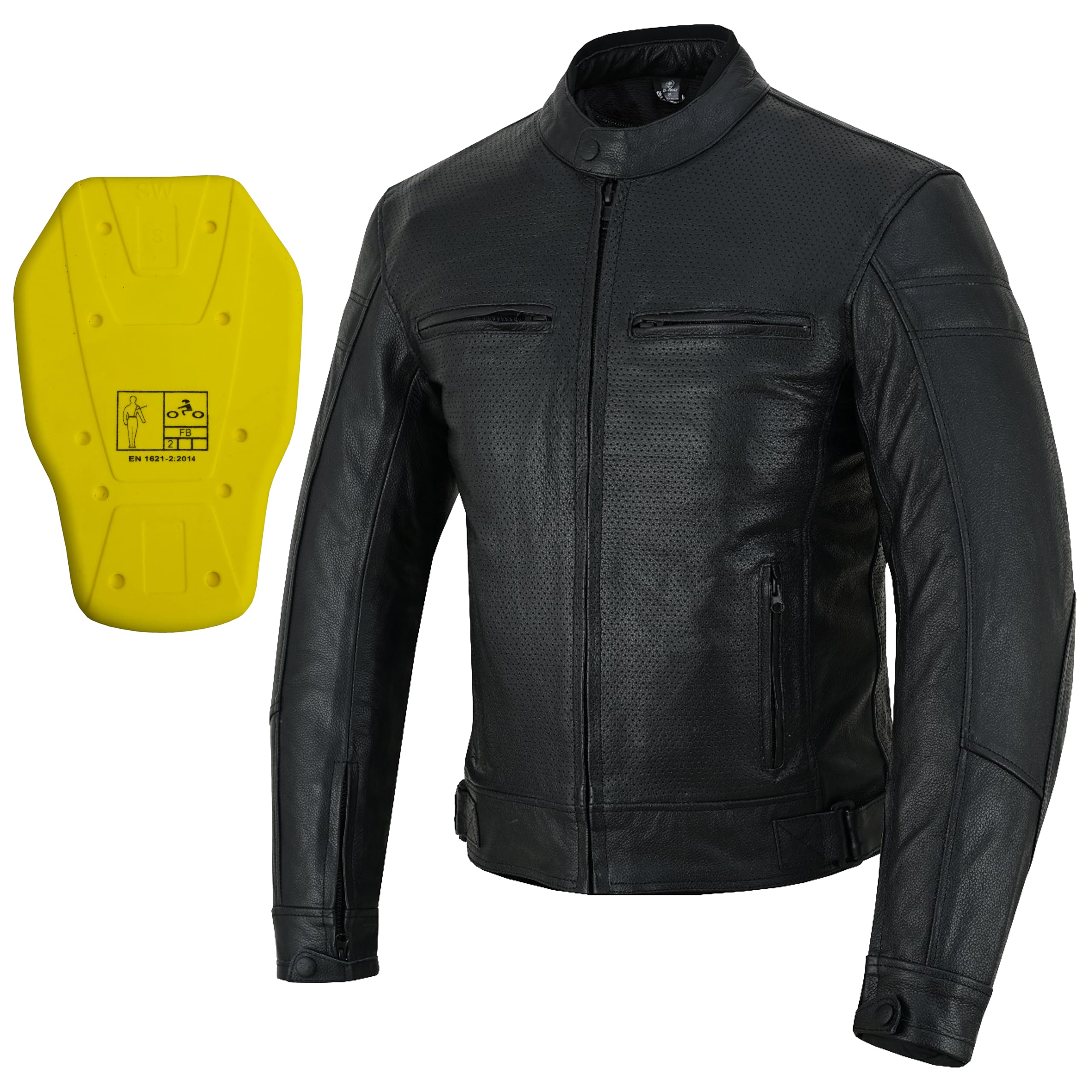 BI ESSE Giacca Moto Uomo in Vera Pelle – Giacca da Moto Leggera, Traspirante ed Estiva – Stile Biker, Ideale per Viaggi e Uso Quotidiano su Strada