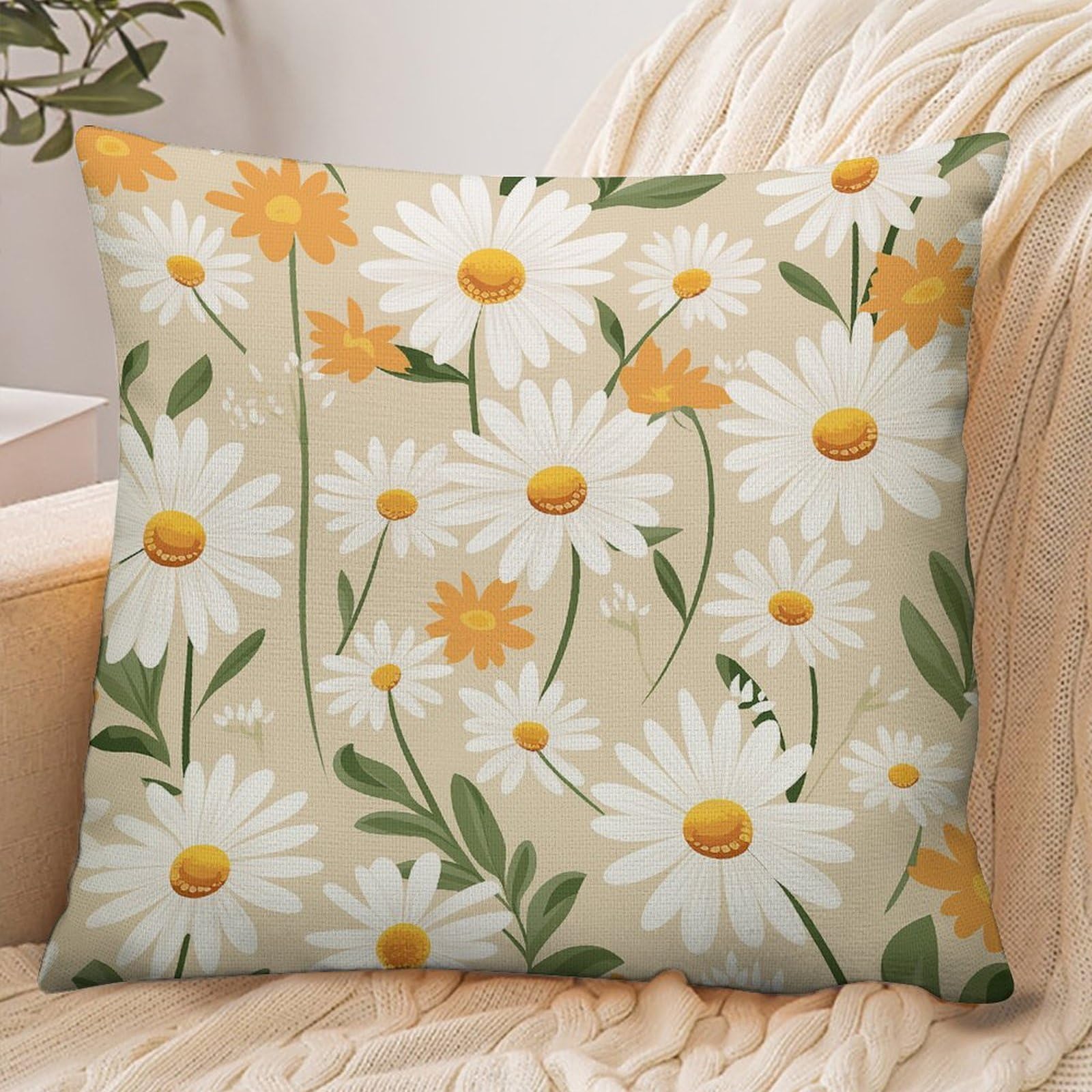 Fekiloot Style Daisy Flower Pattern Pillowcase Pillow Sham Pillow Case